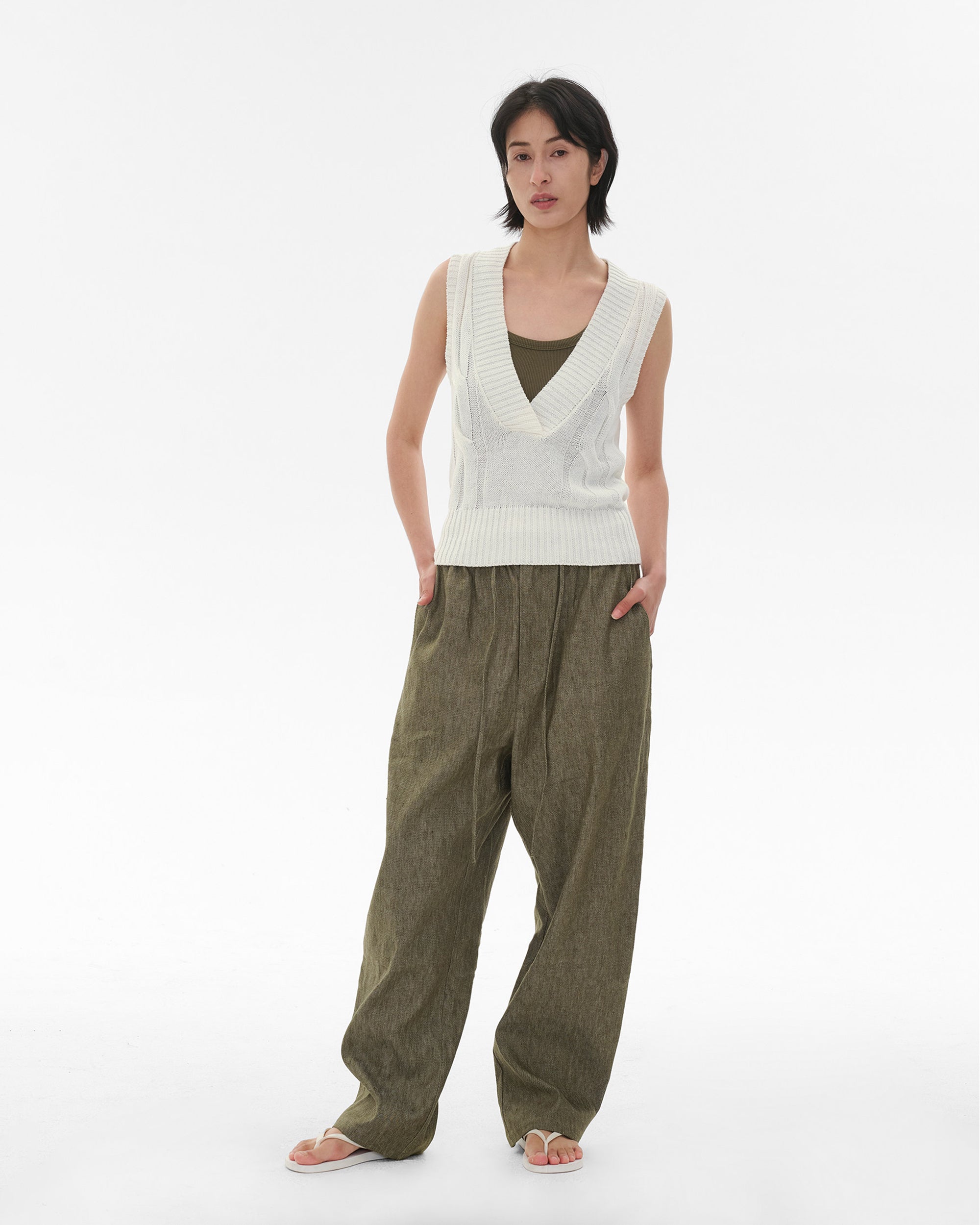 COMMAND N Relaxed Cotton-Linen Drawstring Pants