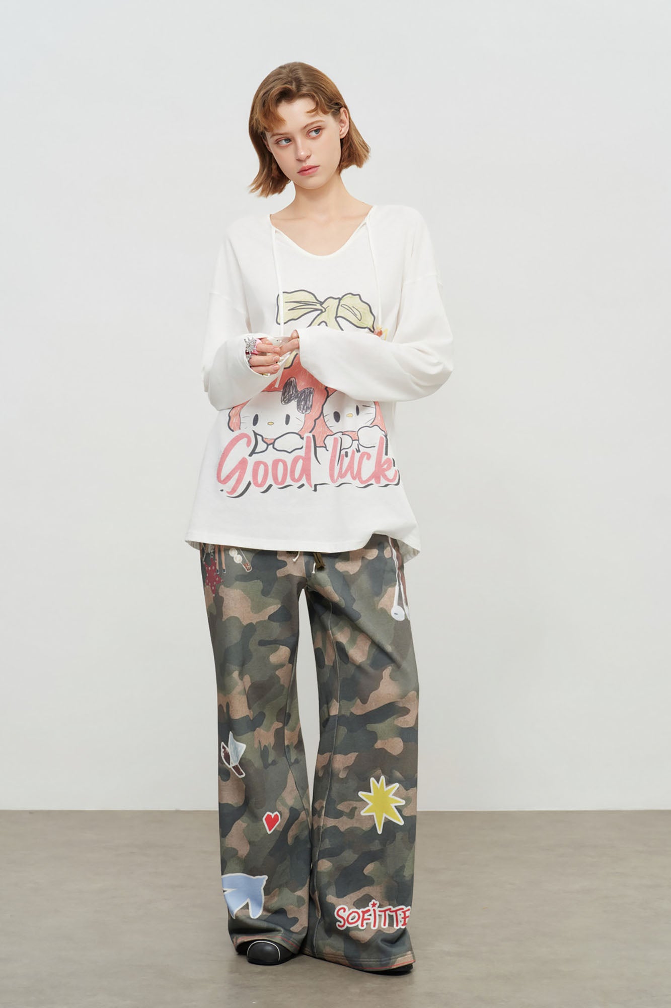 SOFITTE Camo Graphic Wide-Leg Drawstring Pants