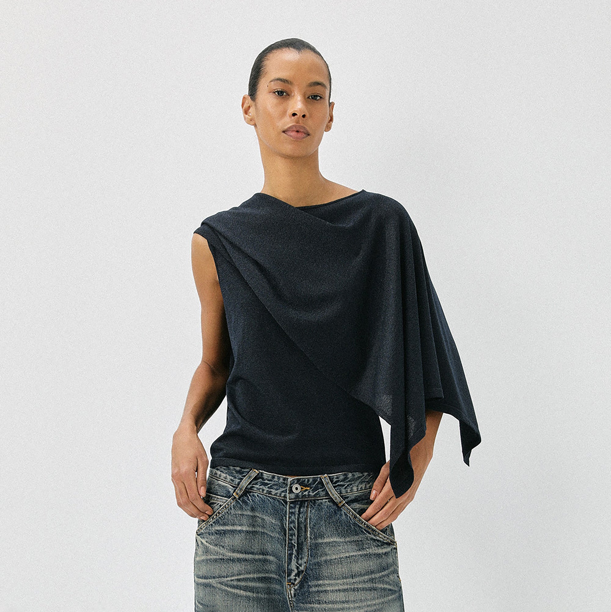 COMMAND N Shimmer Faux Two-Piece Cape Top