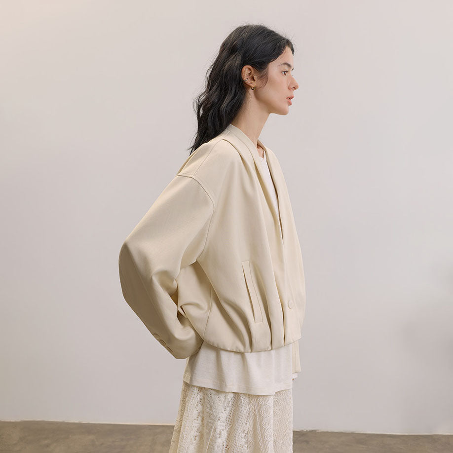 SAME FLOW Minimal V-Neck Pleated Jacket