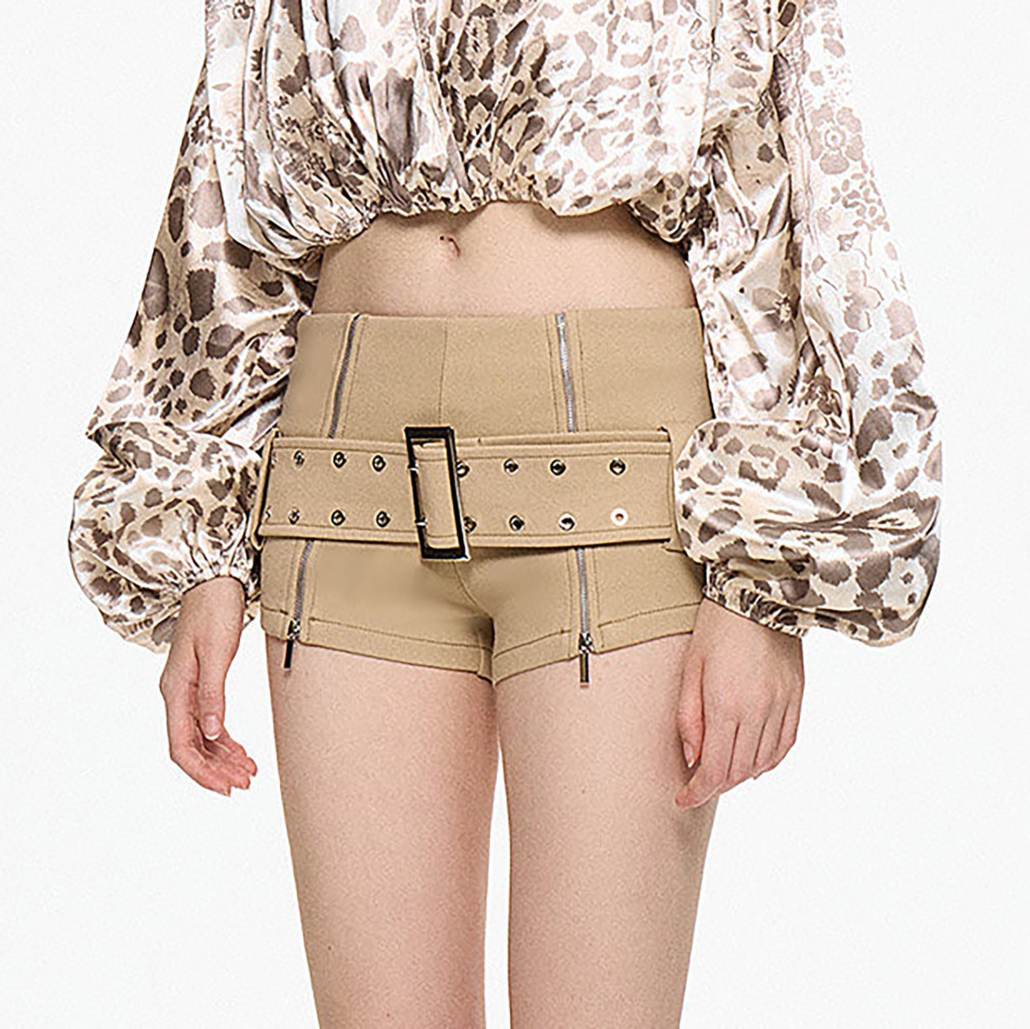 AE30 SAINT Zippered Low-Rise Split-Hem Stretch Shorts