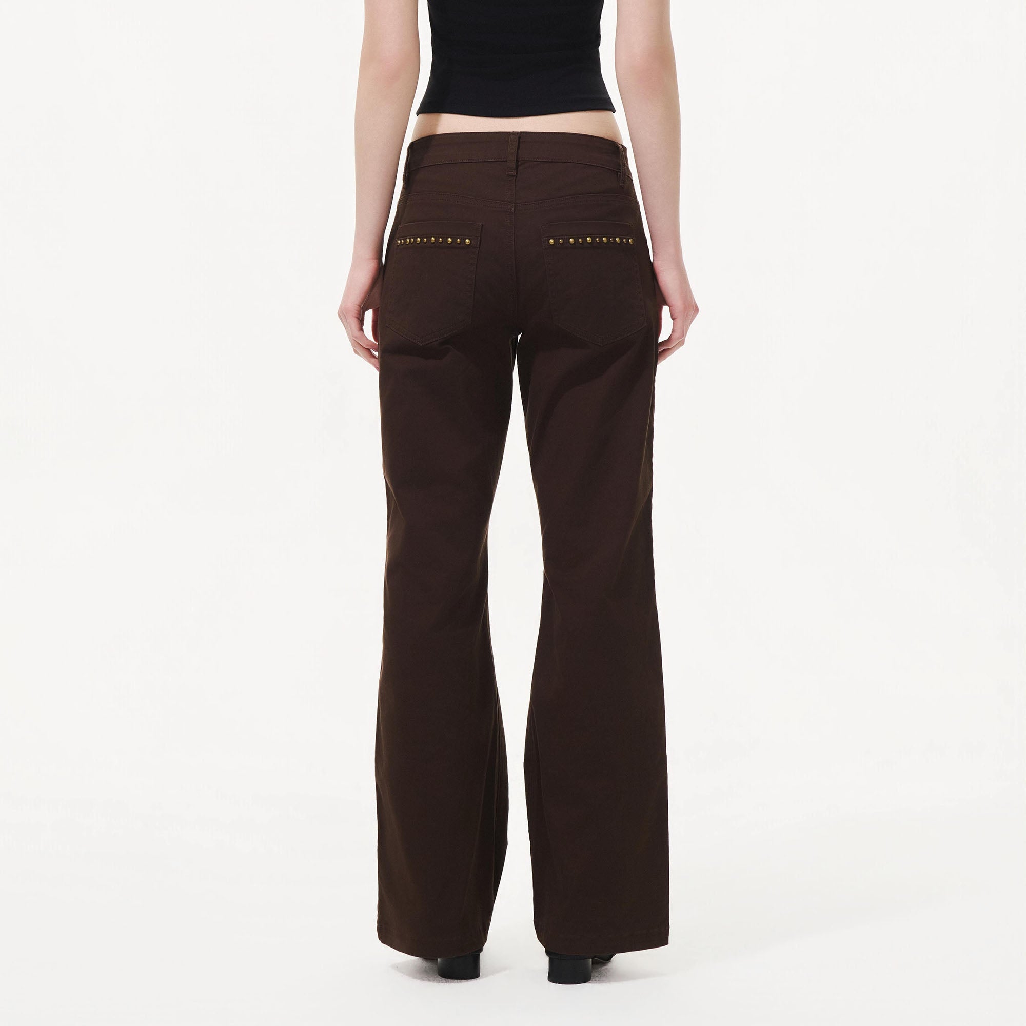 ARTIFICIAL WORLD Studded Double-Knee Straight-Leg Pants