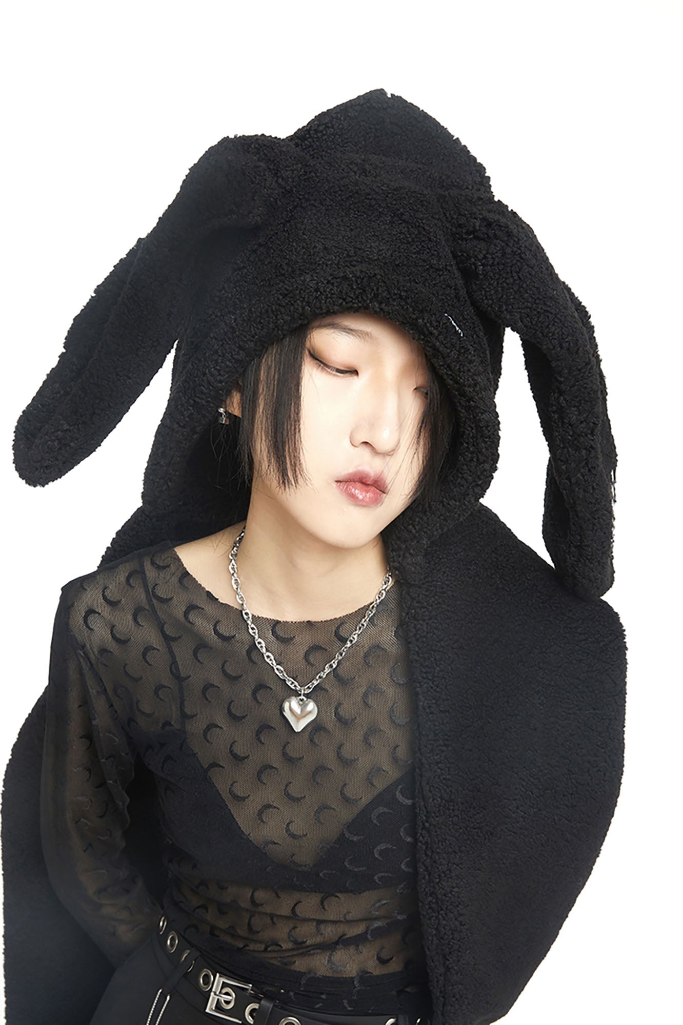WHYNOTDANCE Plush Bunny-Ear Hooded Scarf