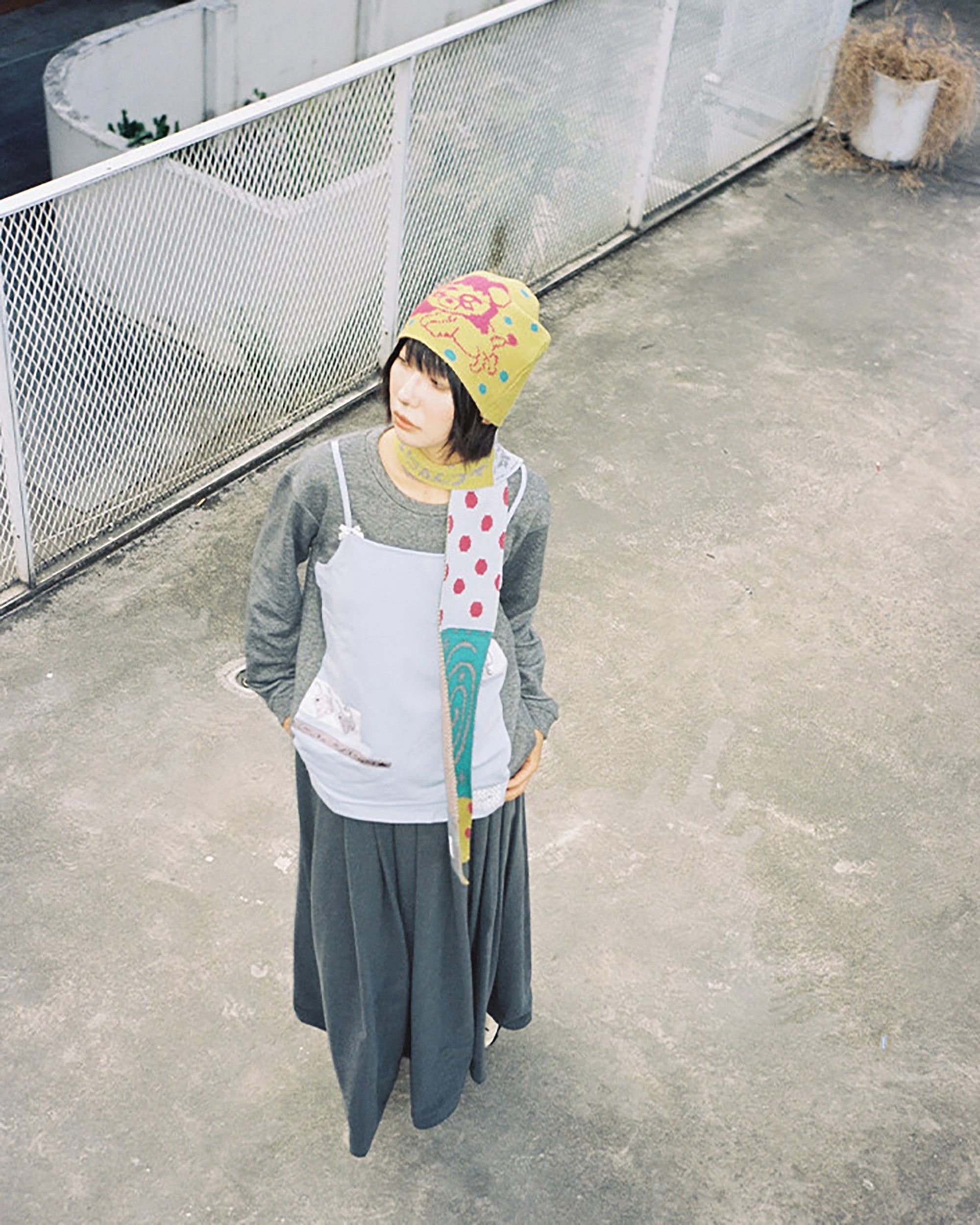UNSOCIAL NIGHT Giraffe Graphic Polka Dot Scarf & Beanie