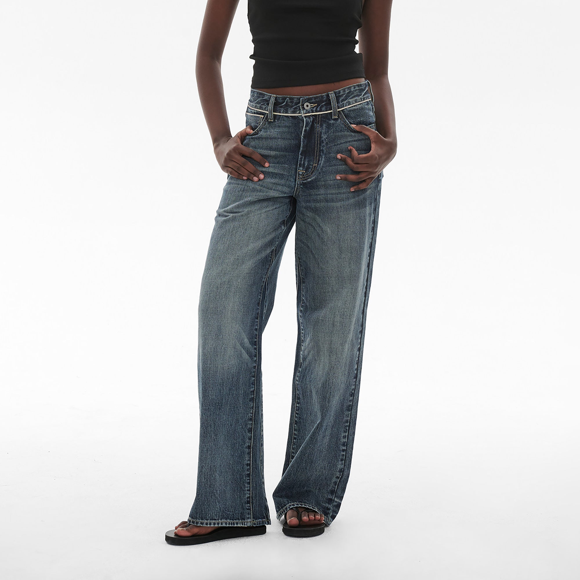 COMMAND N Retro Washed Selvedge Wide-Leg Jeans