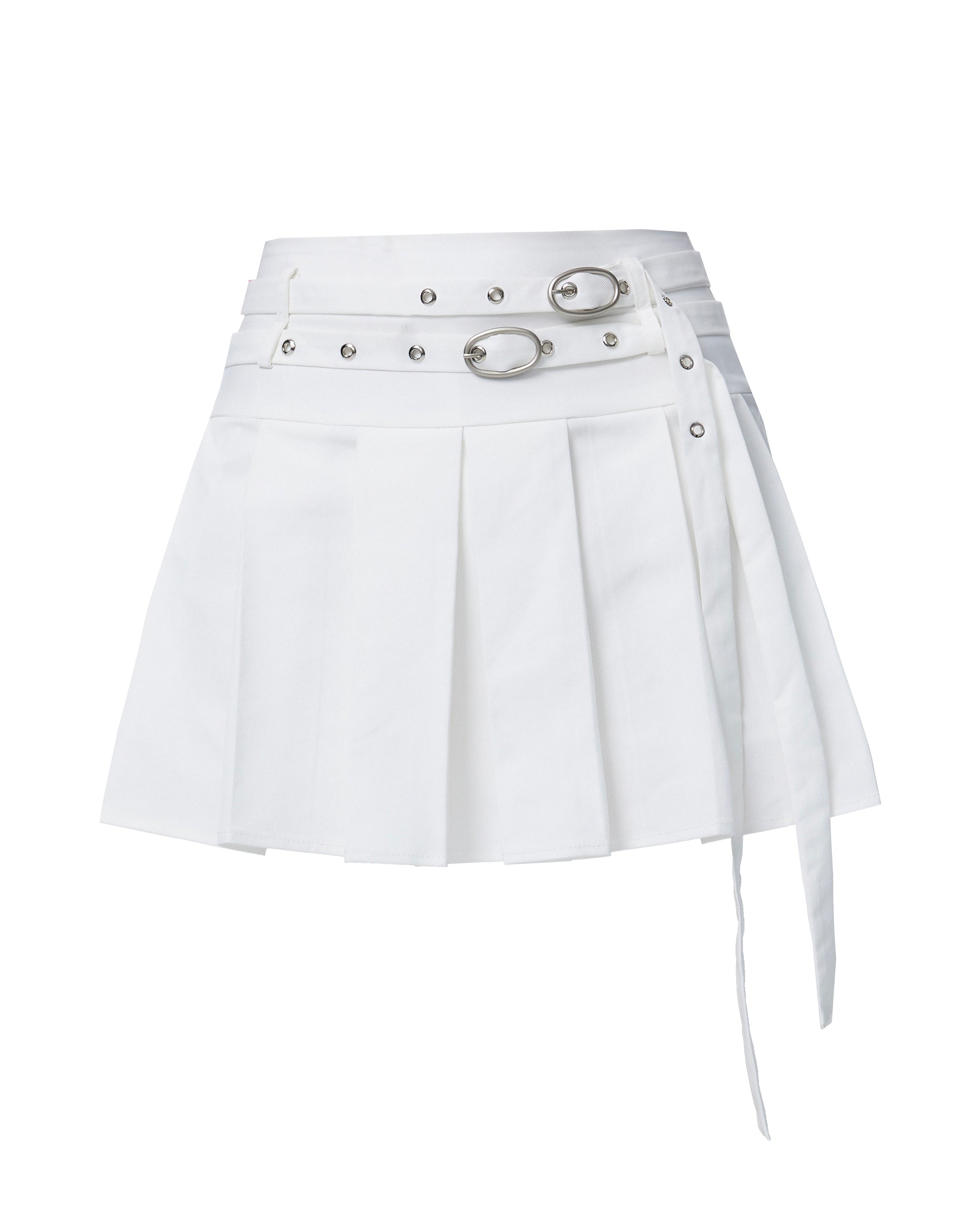 WHYNOTDANCE Retro Double-Buckle Pleated Skort