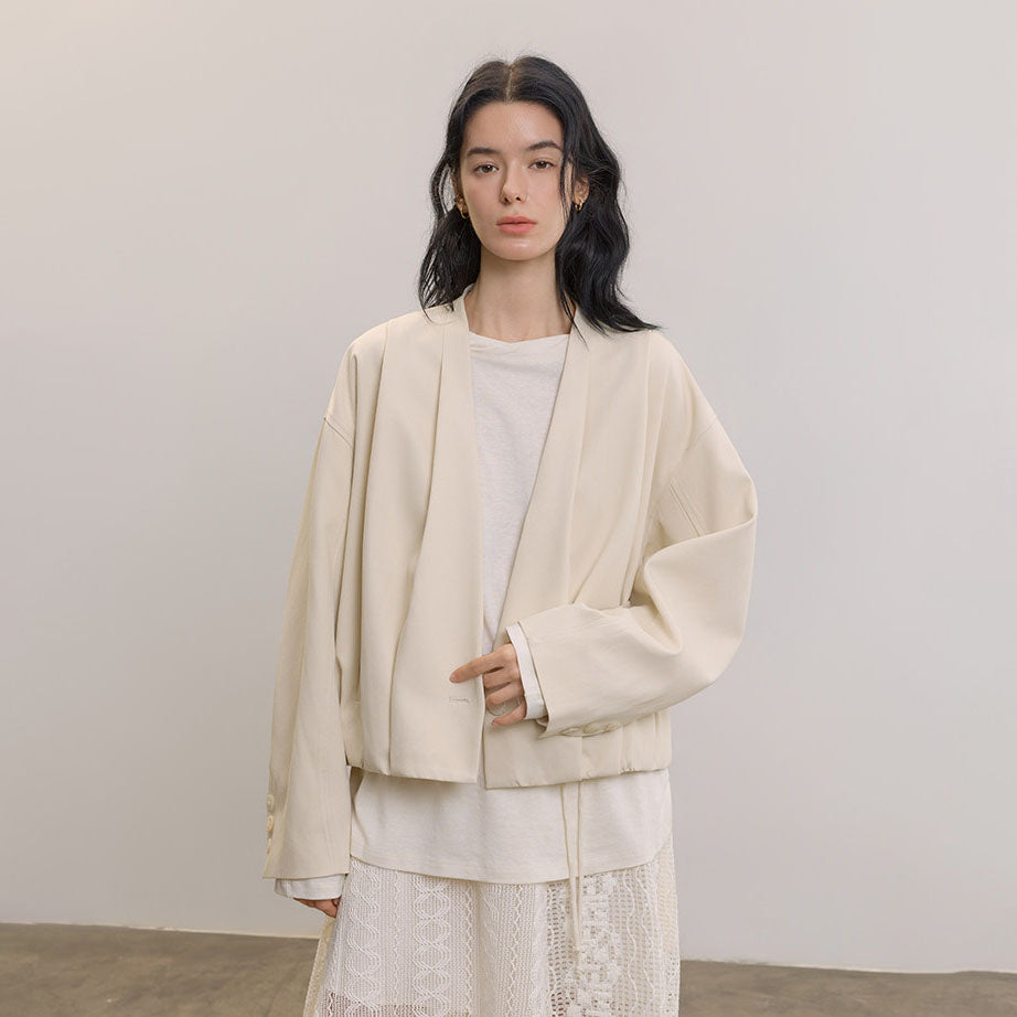 SAME FLOW Minimal V-Neck Pleated Jacket
