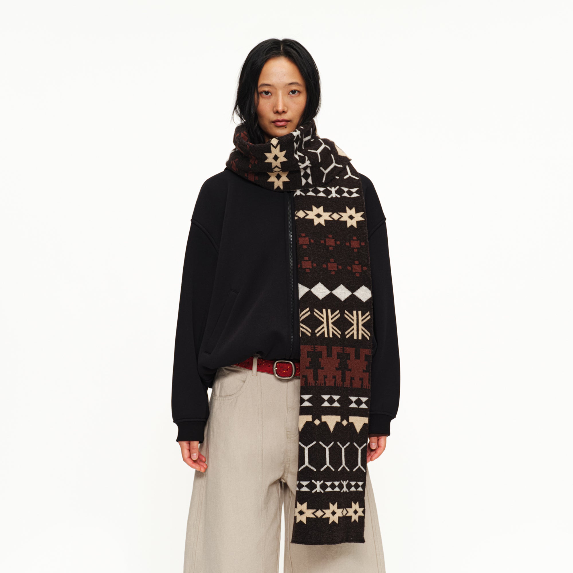 OINIMI Fair Isle Jacquard Wool-Blend Scarf