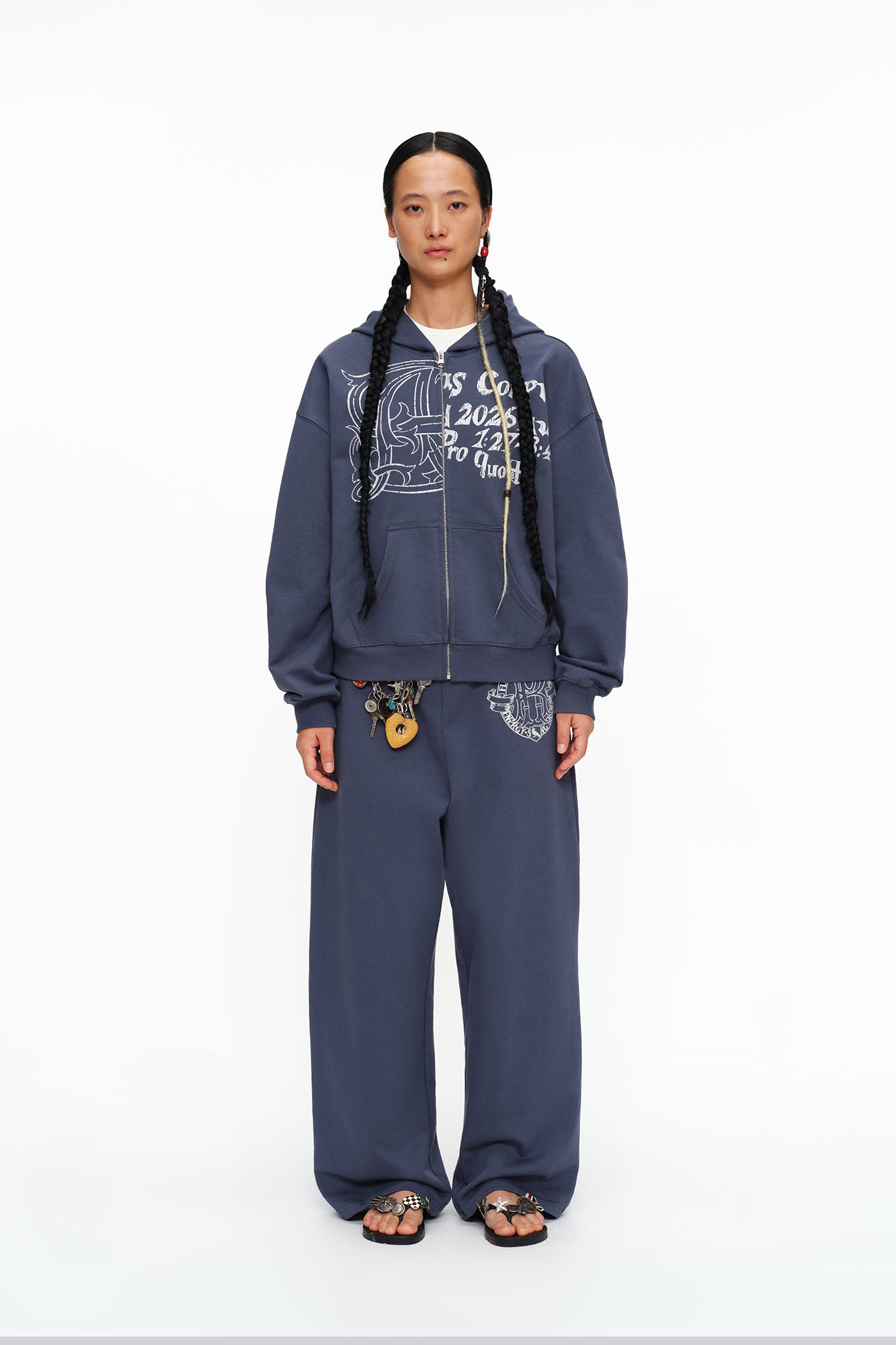 OINIMI Graphic Drawstring Wide-Leg Sweatpants