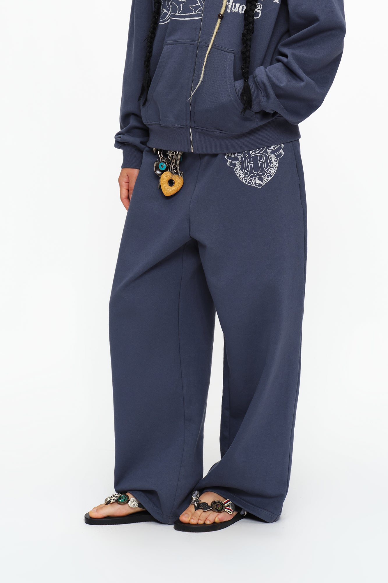 OINIMI Graphic Drawstring Wide-Leg Sweatpants