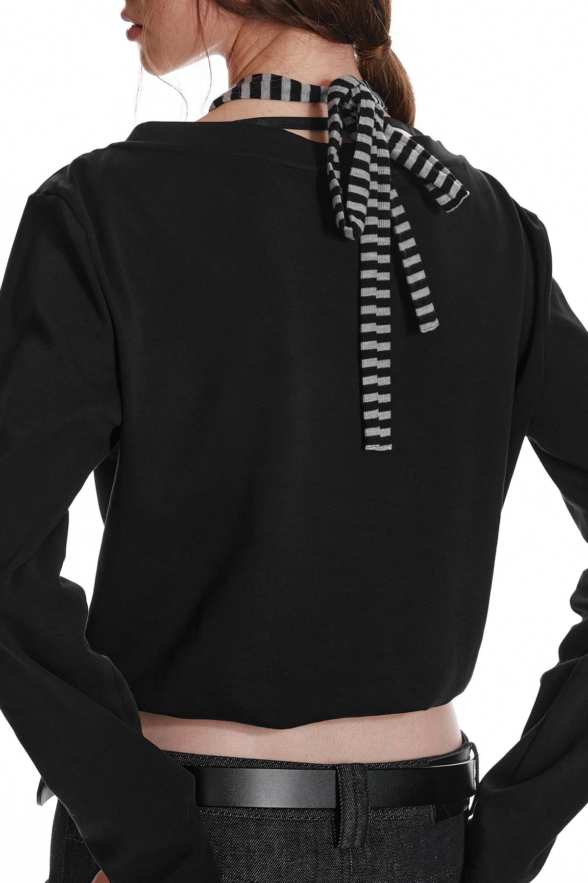 ALINNV STUDIO Layered Stripes Cropped Long-Sleeve-Tee