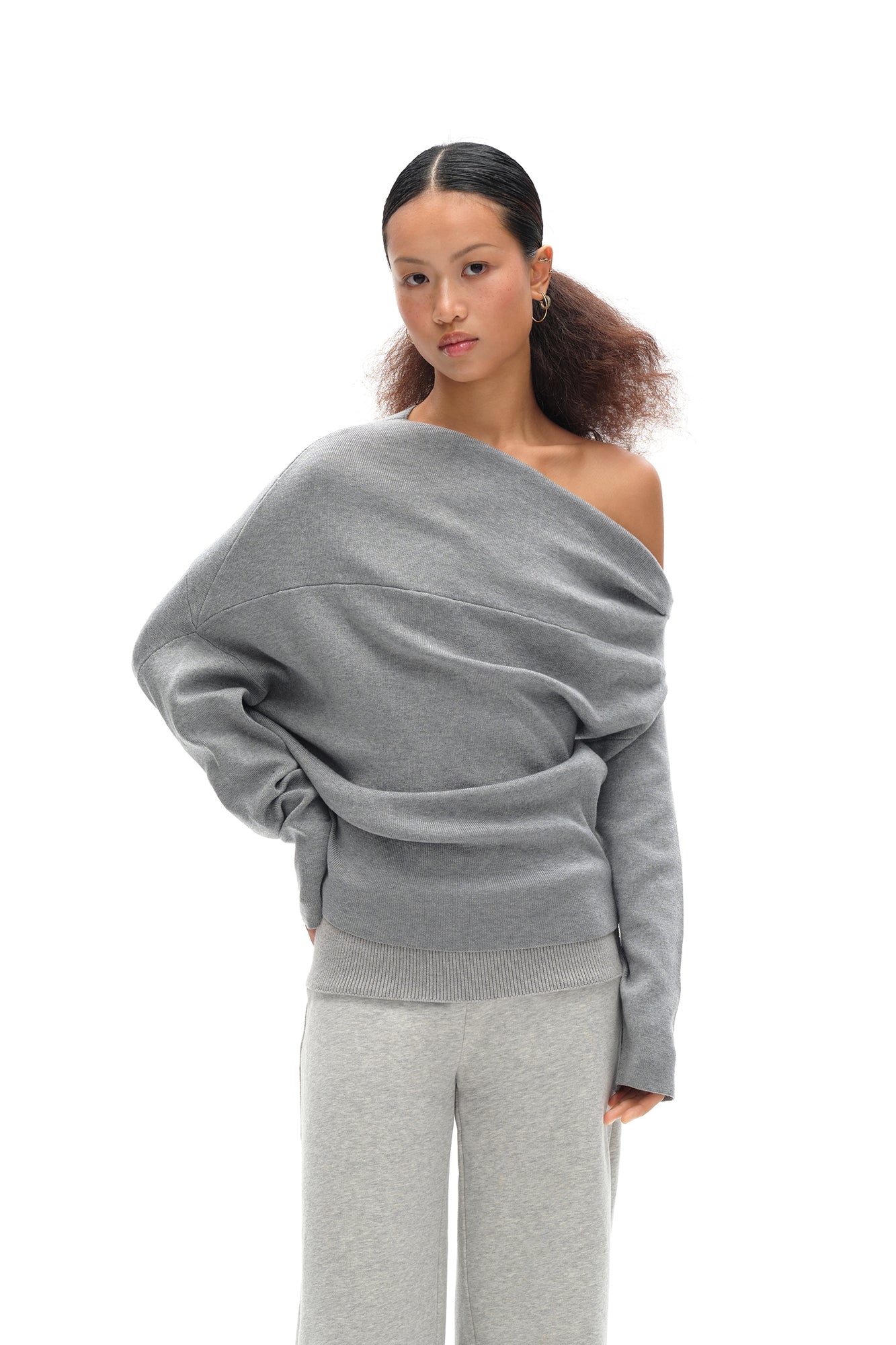 OINIMI Draped Merino Wool-Blend Sweatshirt