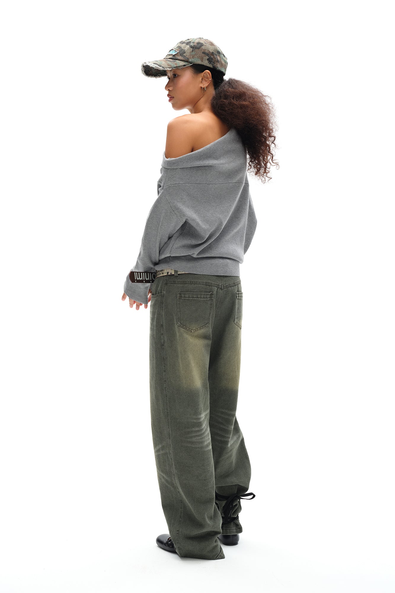OINIMI Draped Merino Wool-Blend Sweatshirt