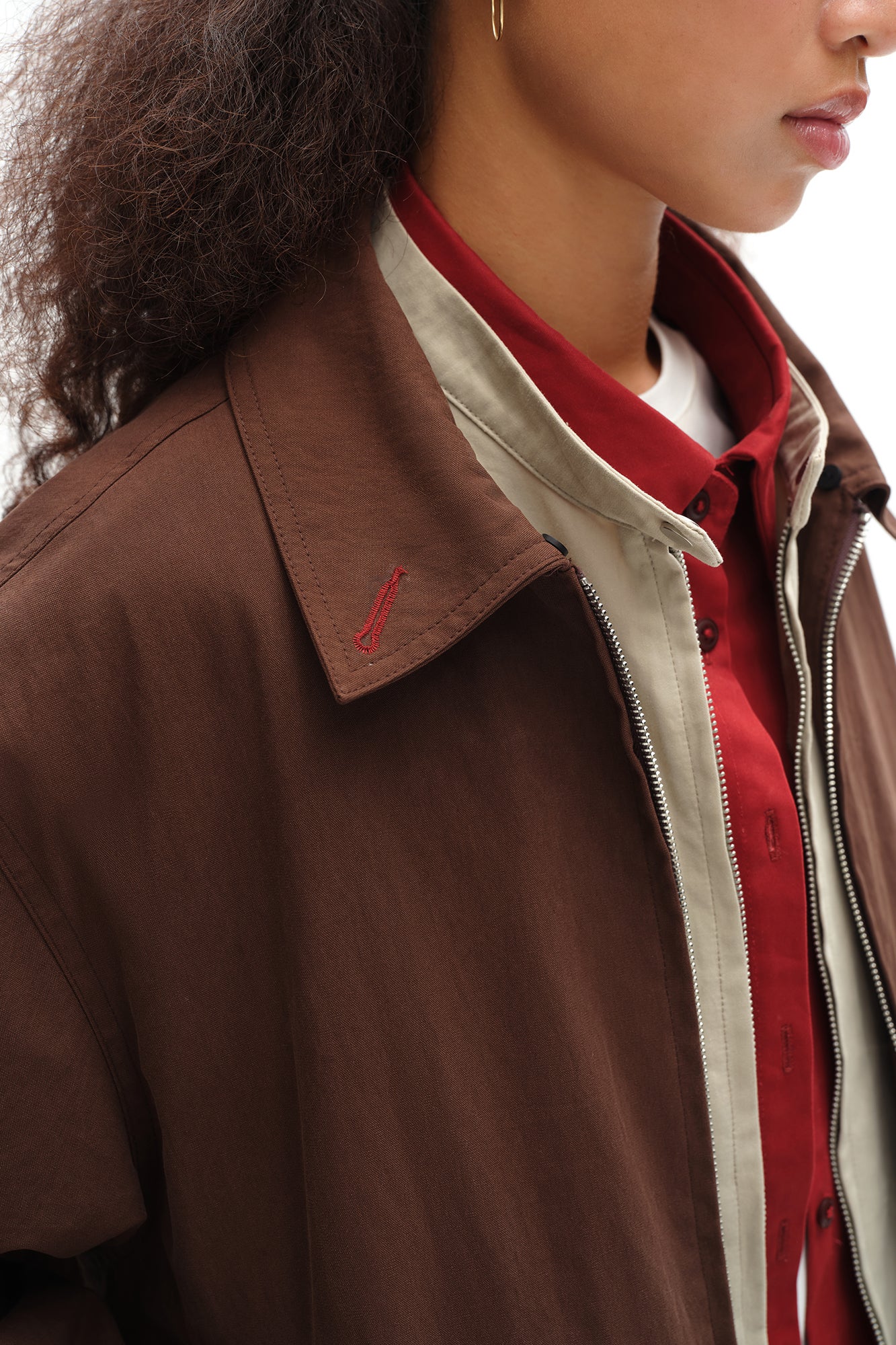 OINIMI Layered Detachable Faux-Fur Harrington Jacket