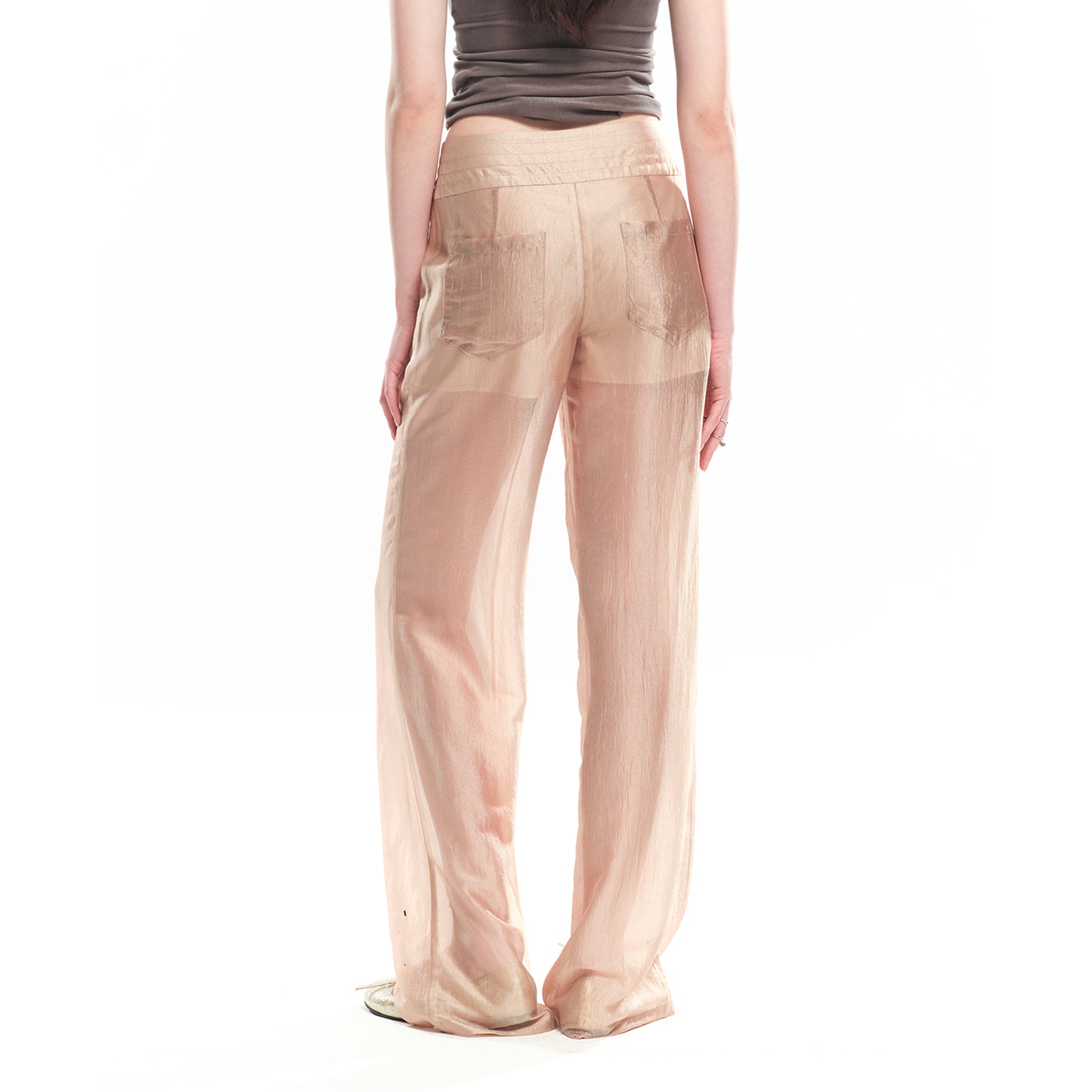 DOTYEARS Side-Tie Sheer Wide-Leg Pants
