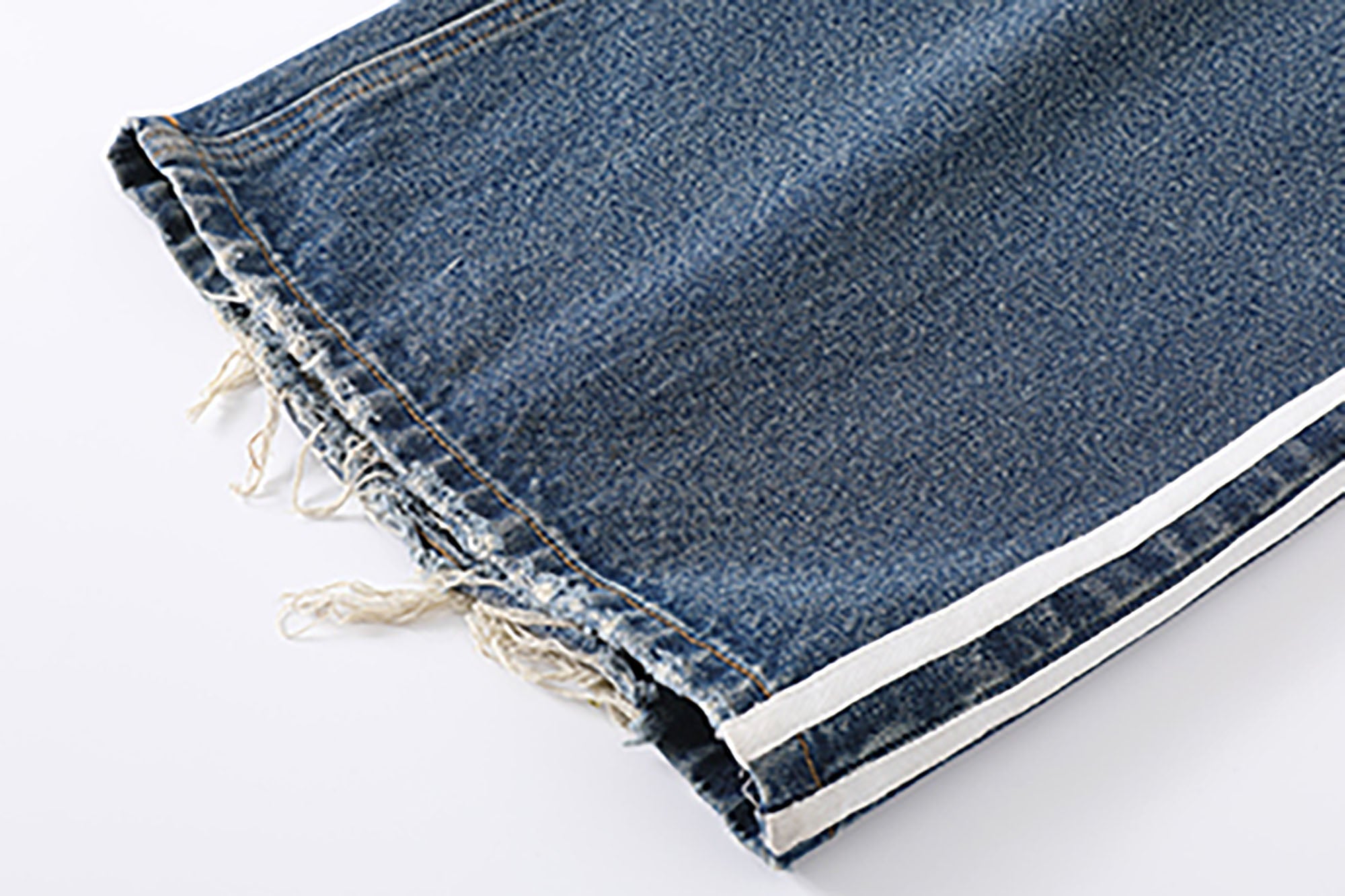 DONSMOKE Ripped Side Stripe Wide-Leg Jeans