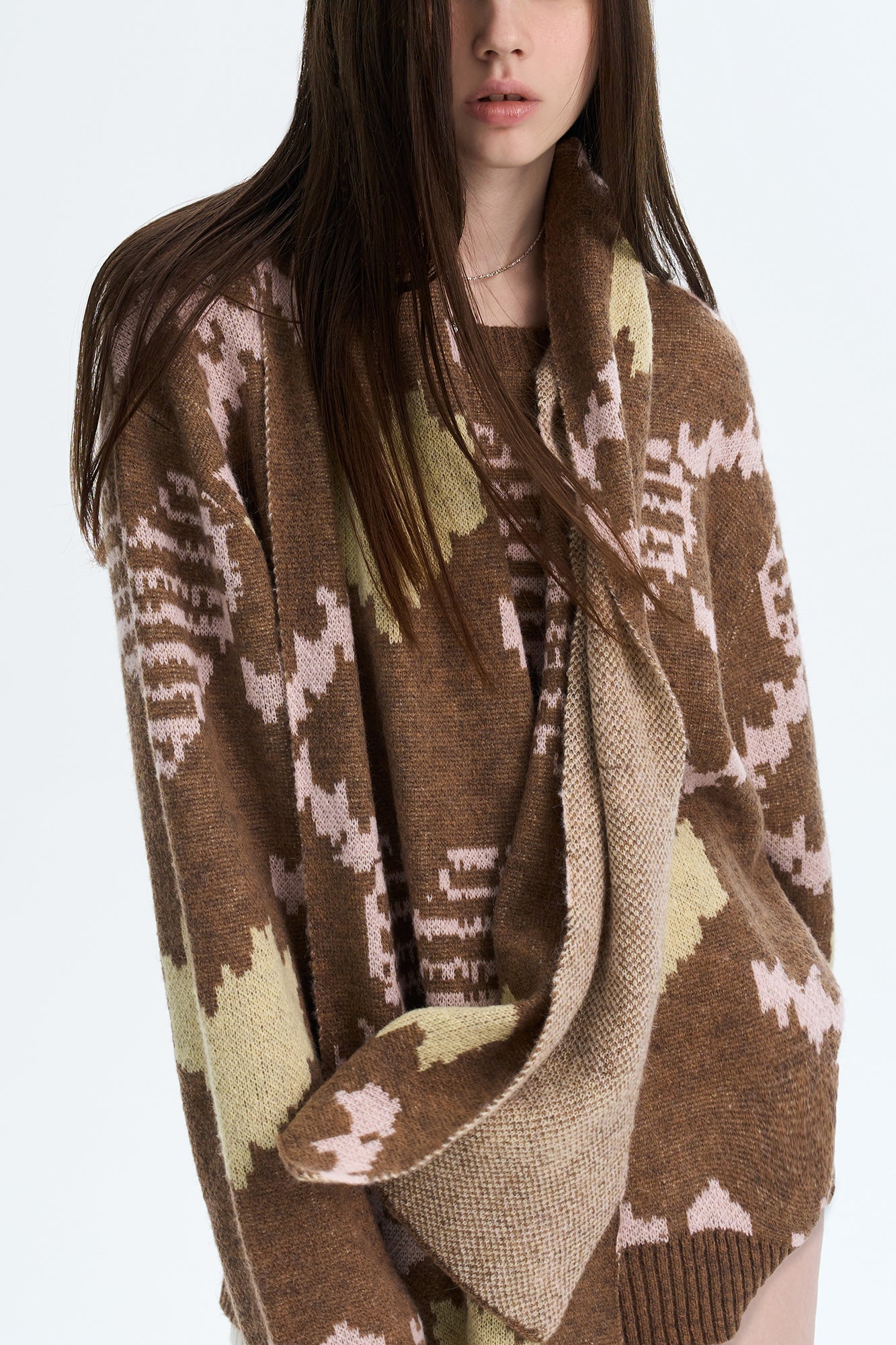 THE NEVERMORE Pixel Heart Jacquard Sweater