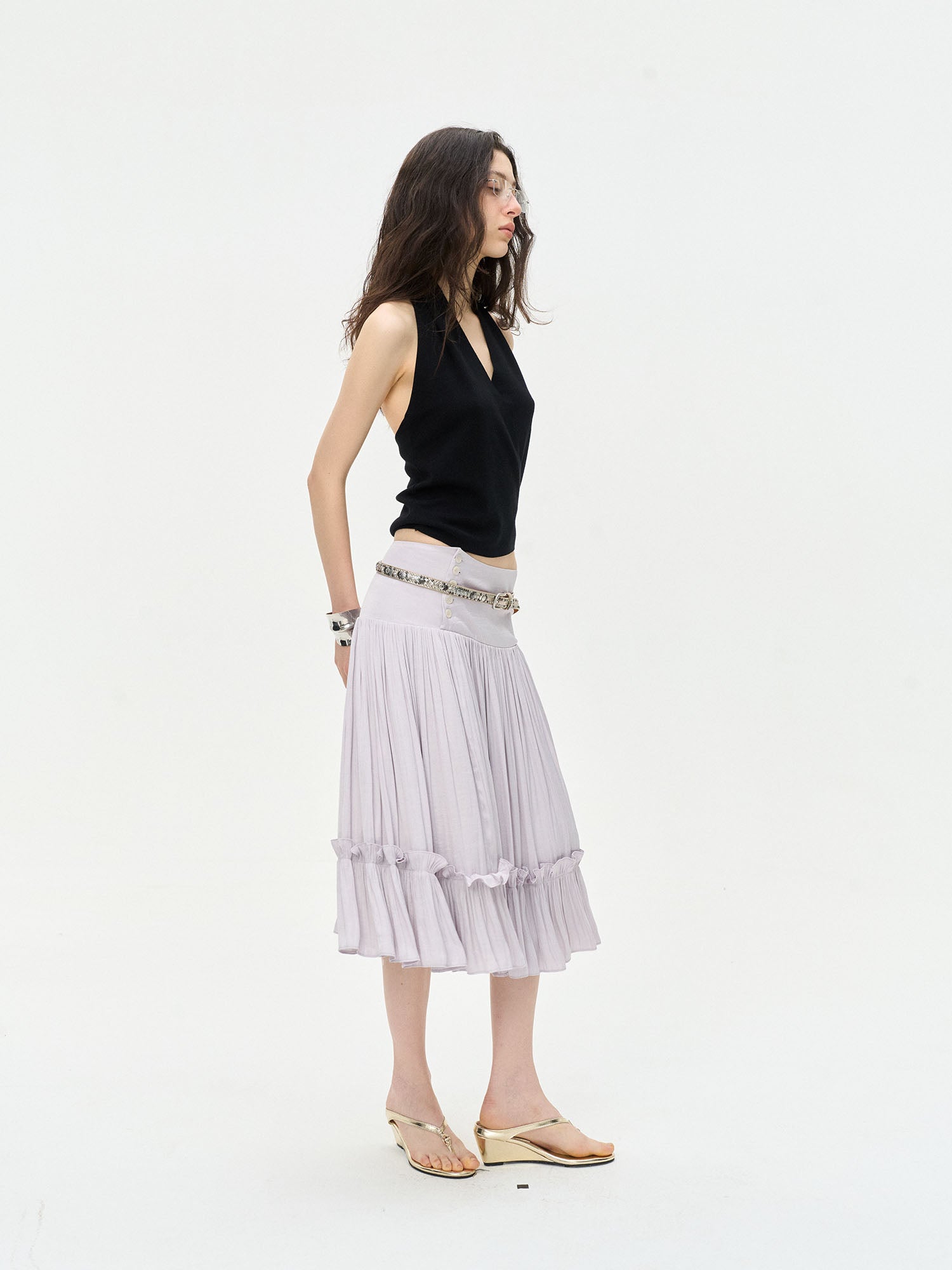 LEONSENSE Backless Draped Halter Top