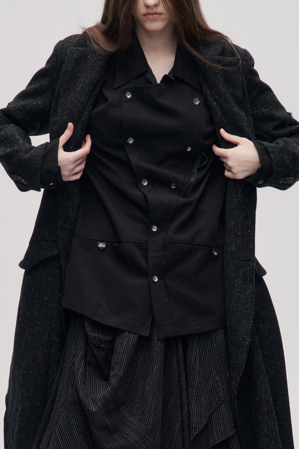 ILNya Nieternite Nifutur Wool-Blend Spliced Notch Lapel Coat — half body