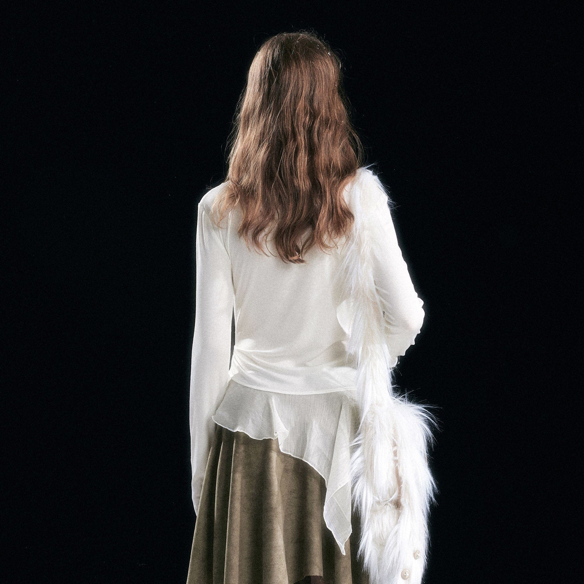 CESTNOUS Studded Ruffled Paneled Top