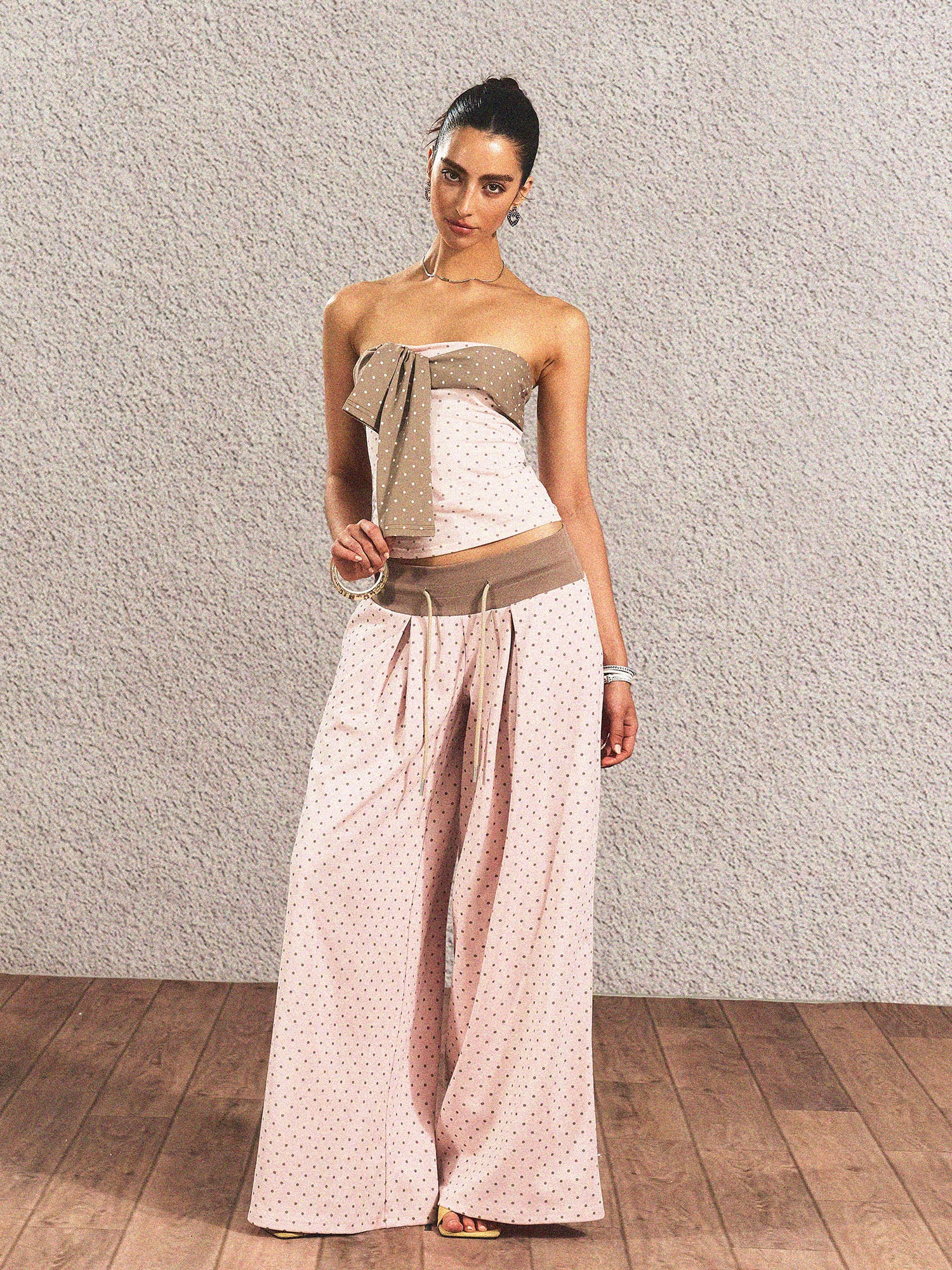 THE NEVERMORE Polka Dot Chest Knot Tube Top