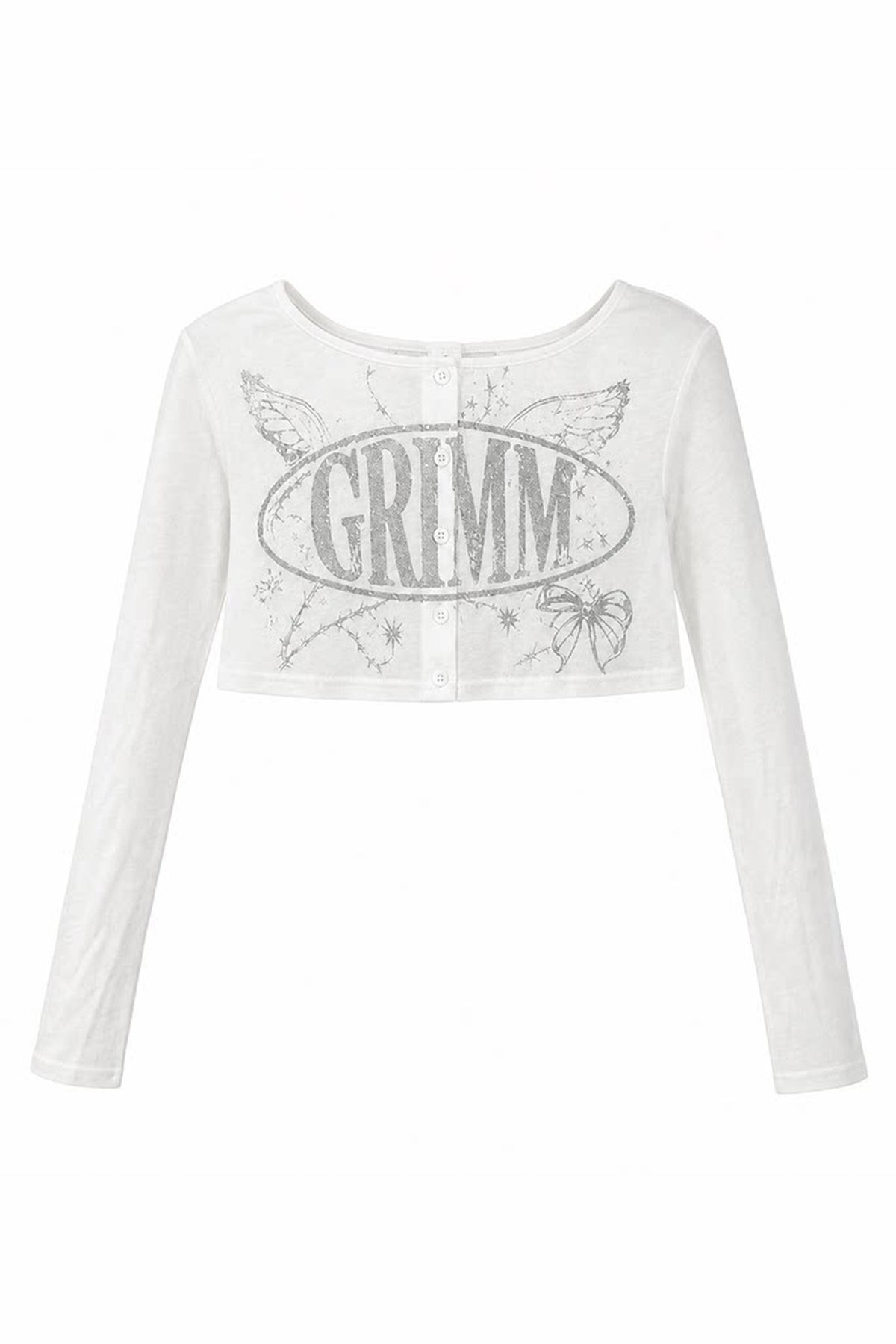 EMOHA Silver Graphic Slim Long-Sleeve Tee — flat lay · Outer Layer