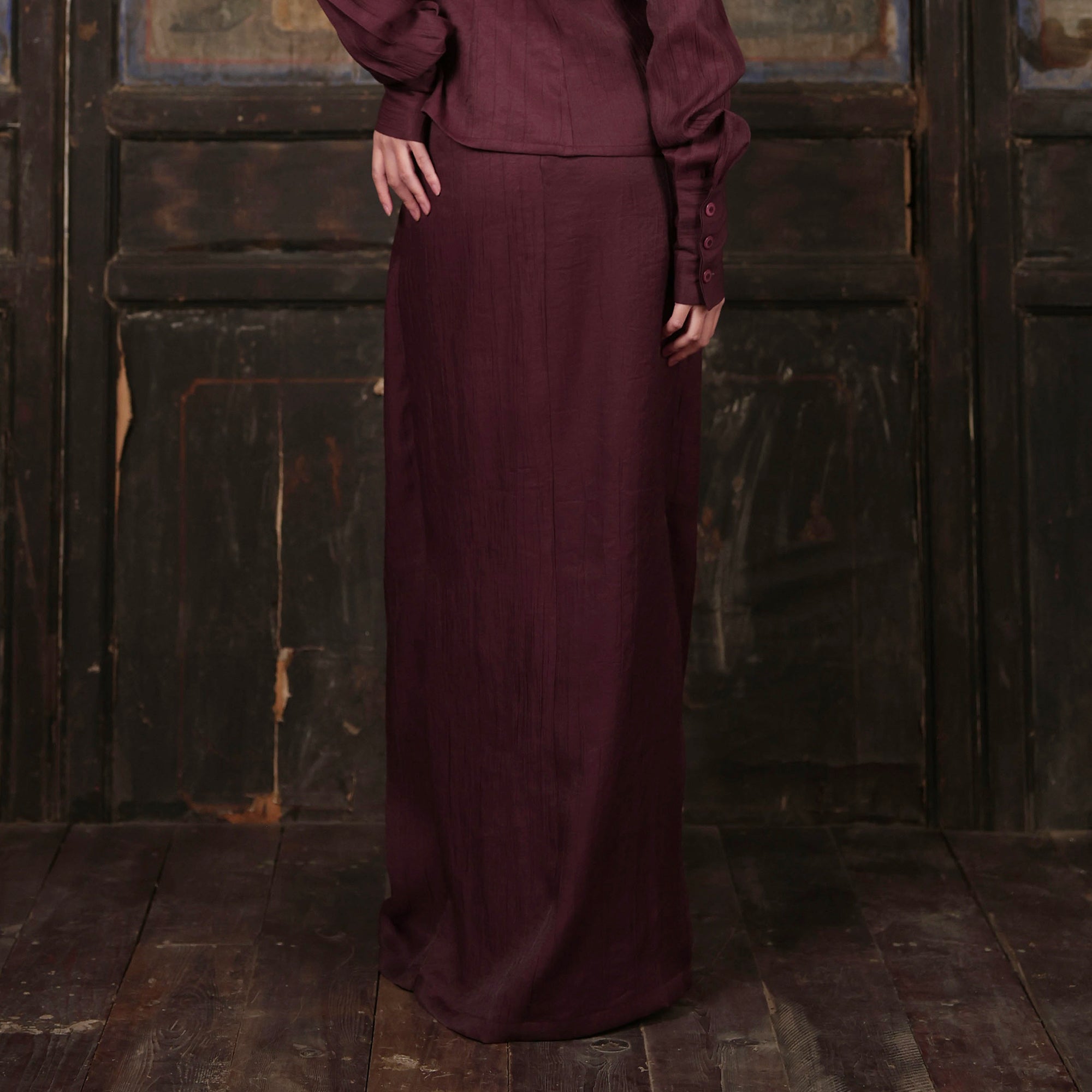 WUHEYIZUO Tie-Front Draped Panel Maxi Skirt