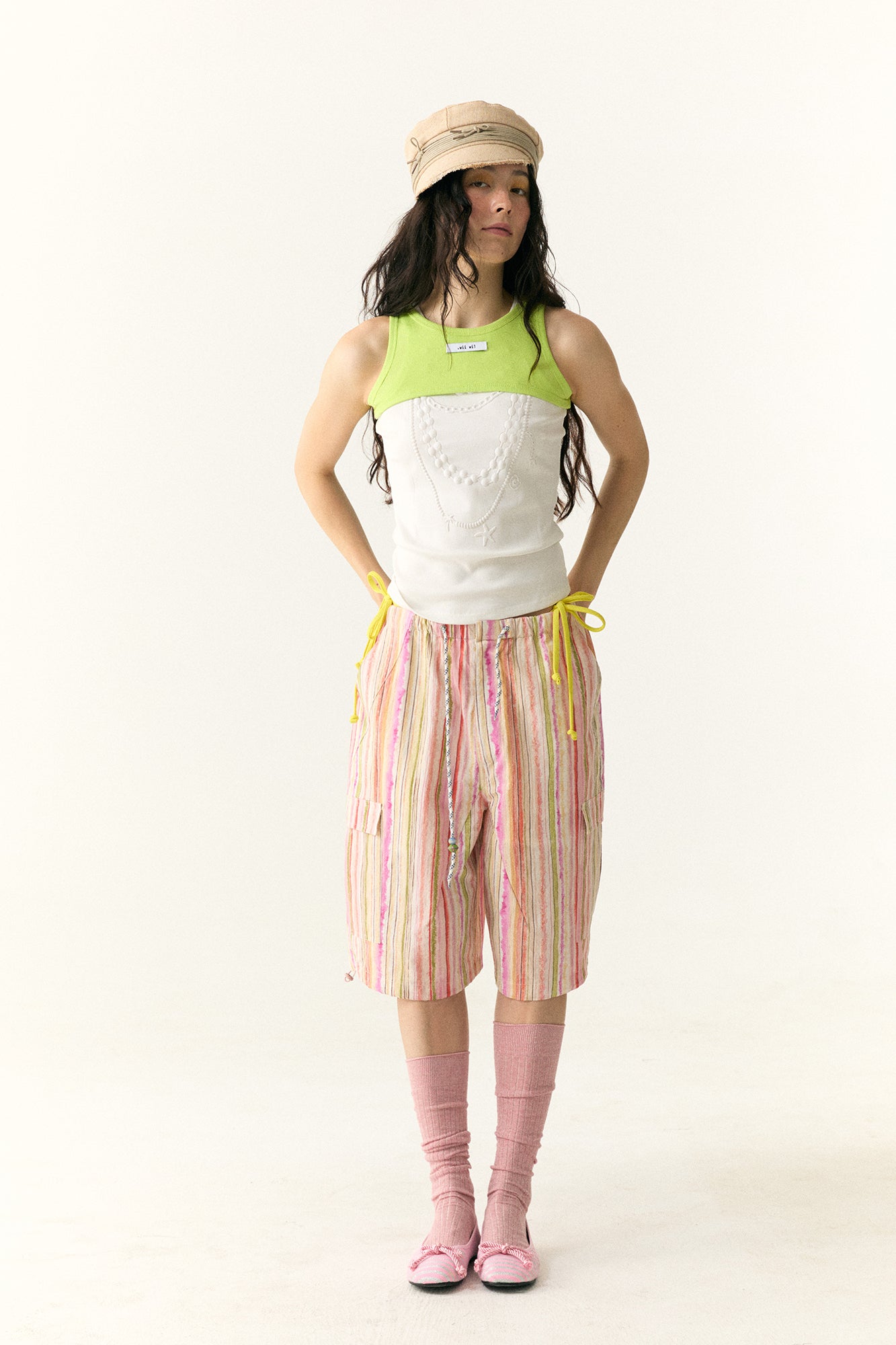 WII WIL Necklace Motif Rib Tank Top