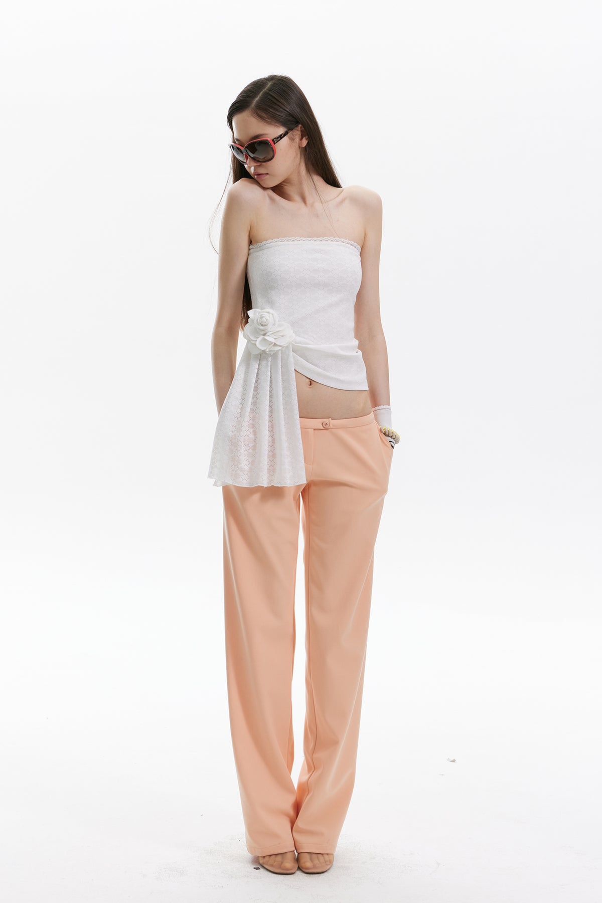9266 STUDIO Rosette Draped Tube Top