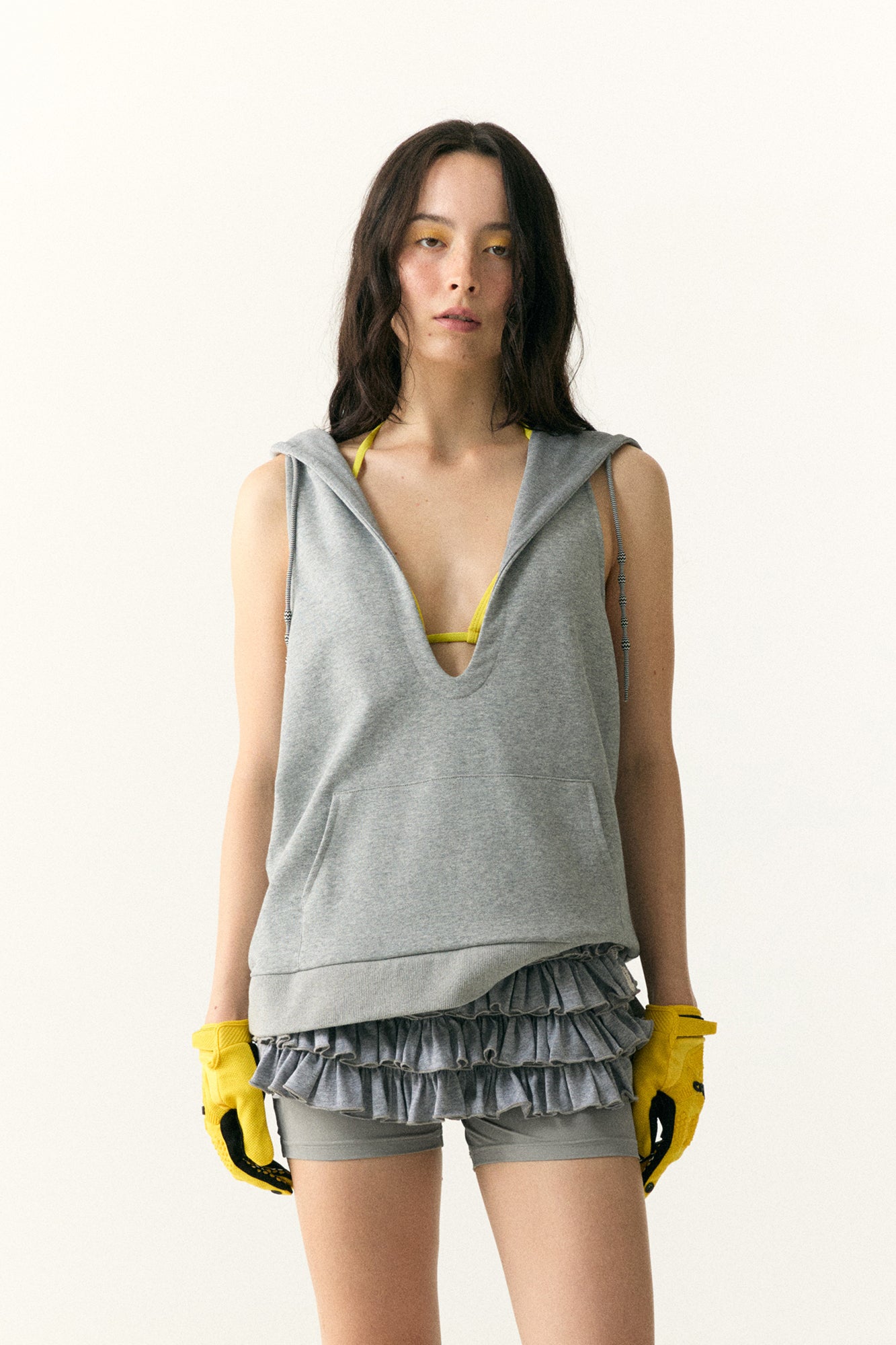 WII WIL Cat-Ear Hooded Keyhole Tank Top