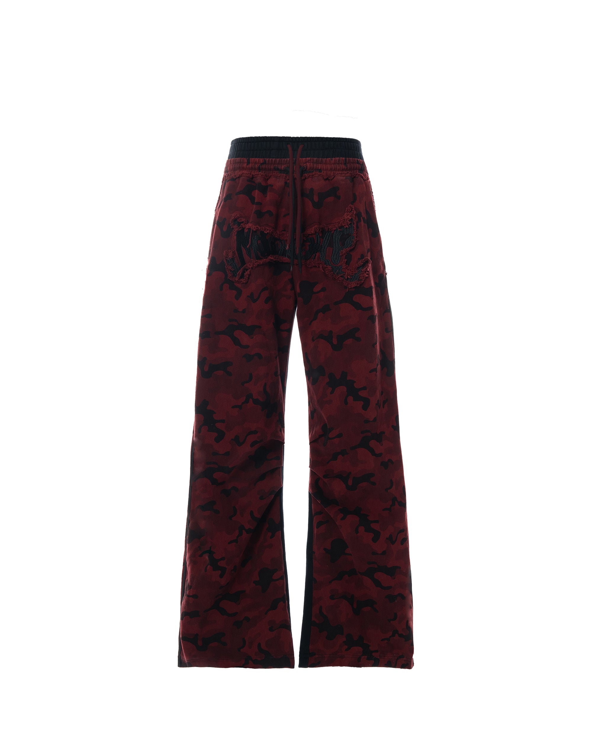 MOGONGSHE Camo Contrast Panel Double-Waist Oversized Sweatpants