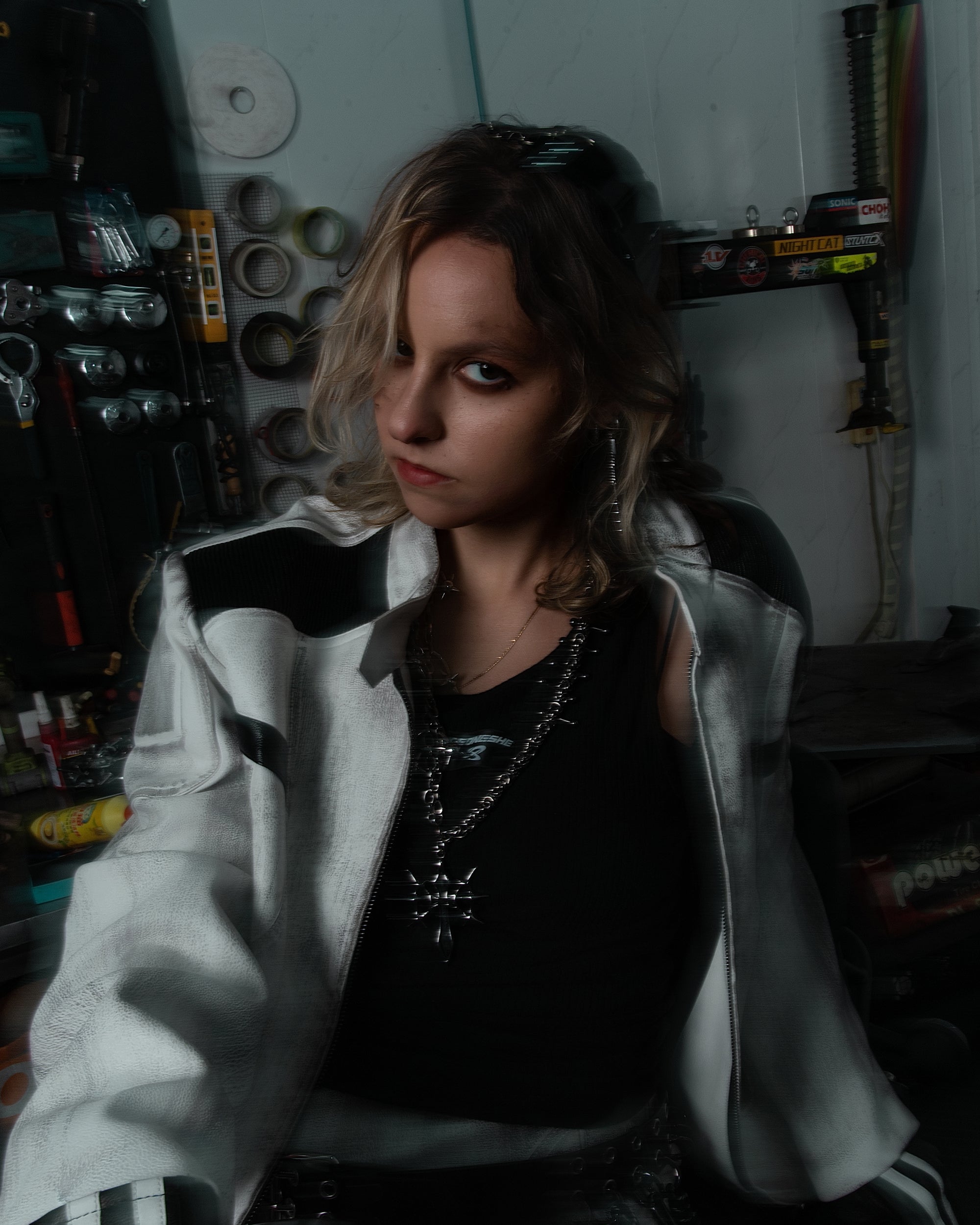 MOGONGSHE Distressed Techwear PU Moto Jacket