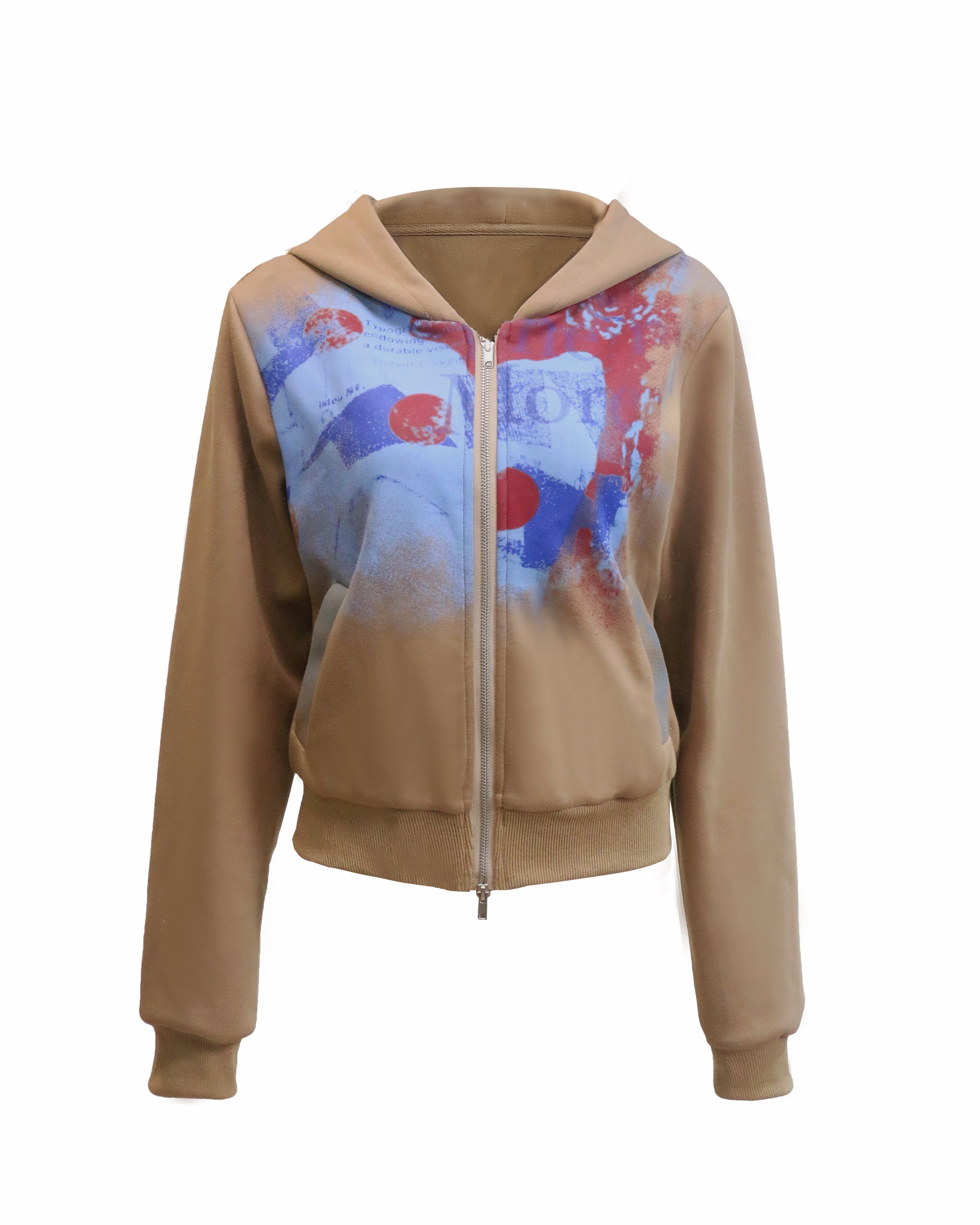 THE NEVERMORE Graffiti Ribbed Hem Cropped Hoodie