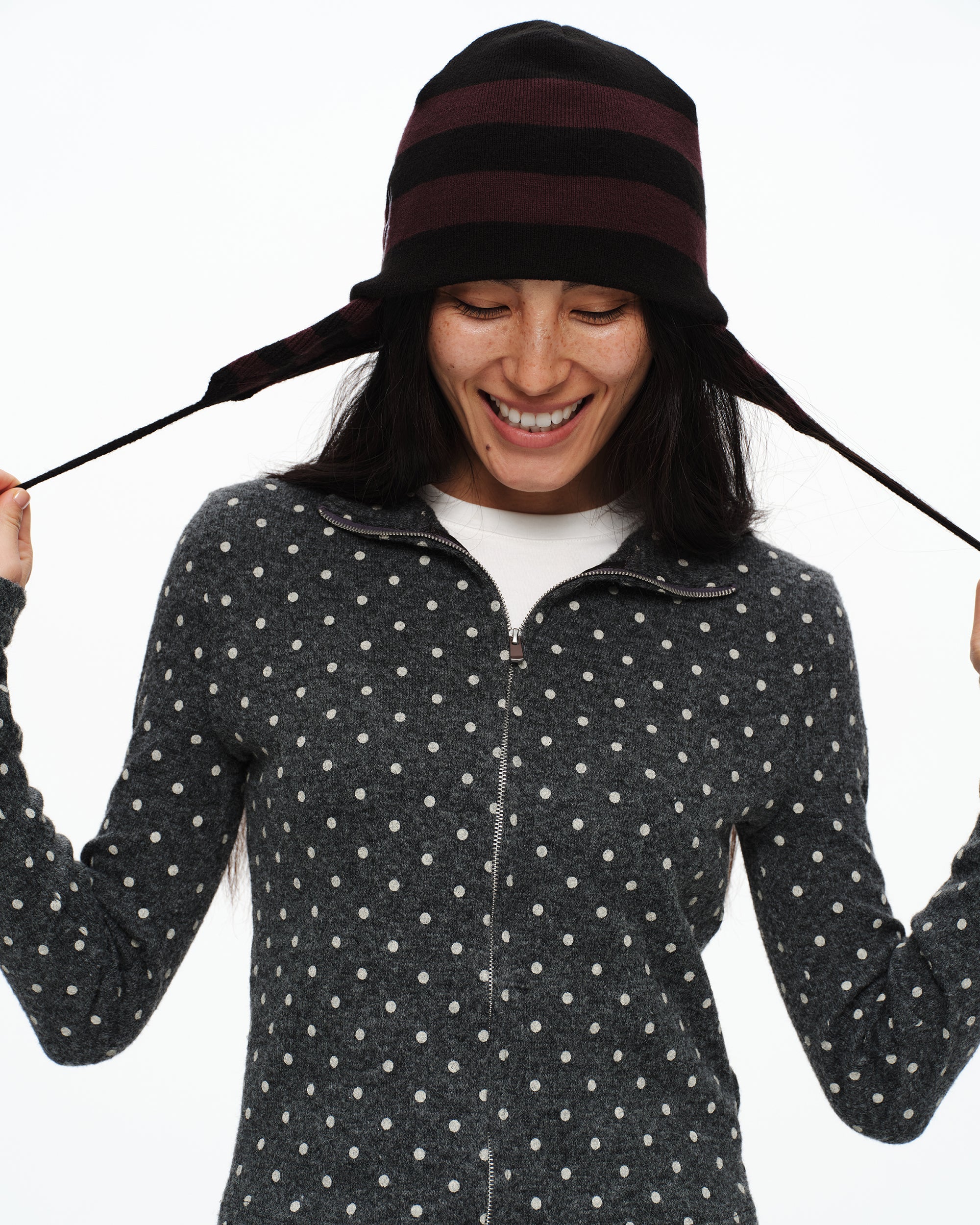 OINIMI Nautical Jacquard Stripe Knit Flight Cap