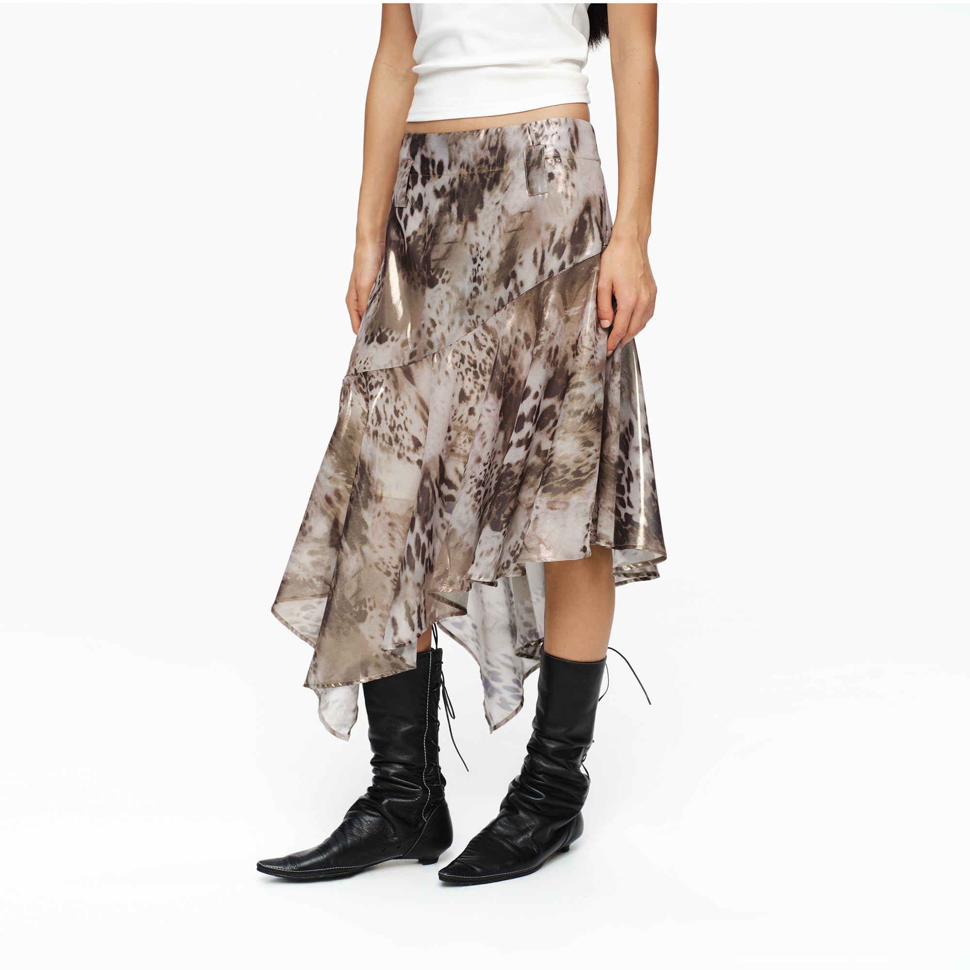 OINIMI Asymmetrical Sheer Fishtail Skirt