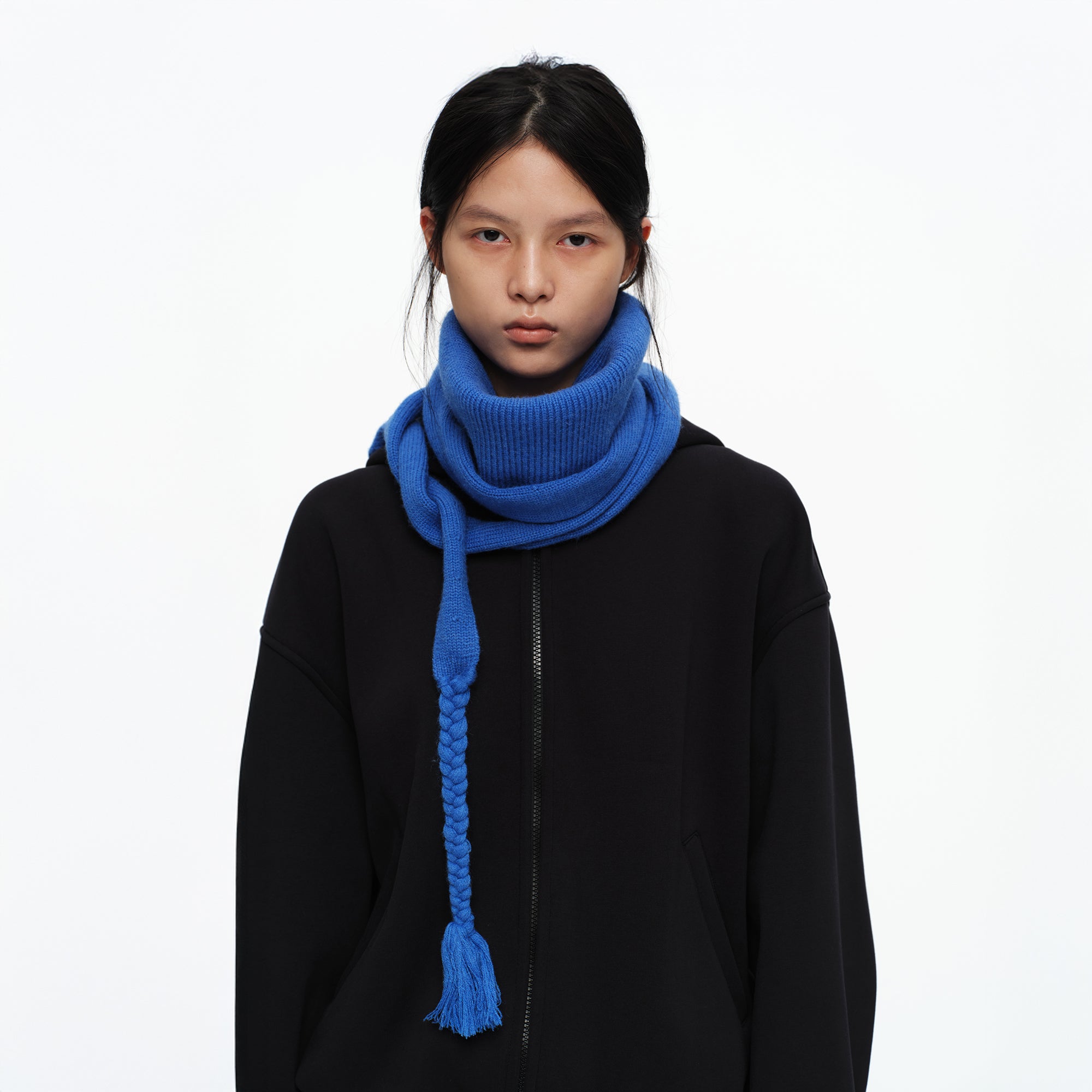 OINIMI Braided Tassel Ribbed Scarf