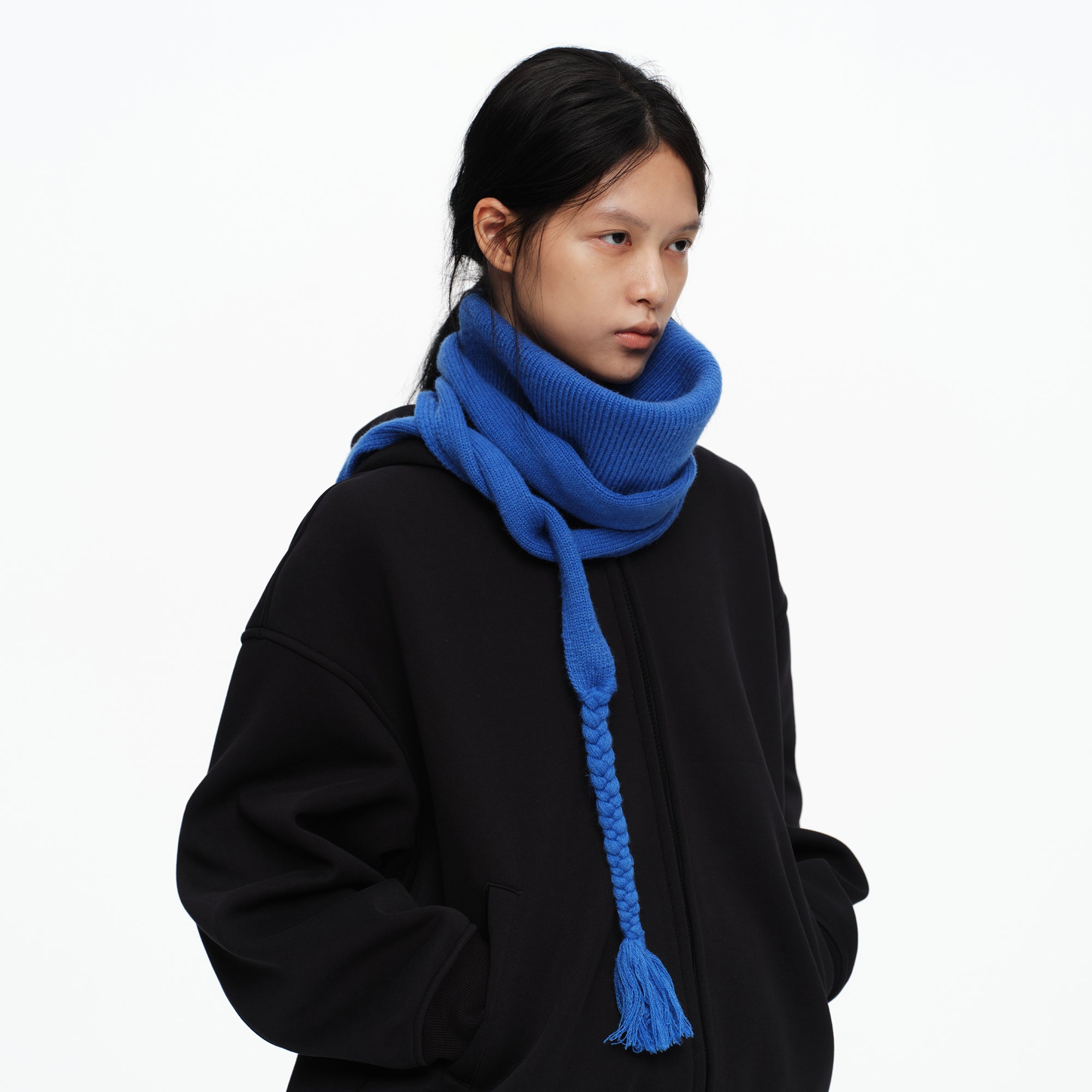 OINIMI Braided Tassel Ribbed Scarf