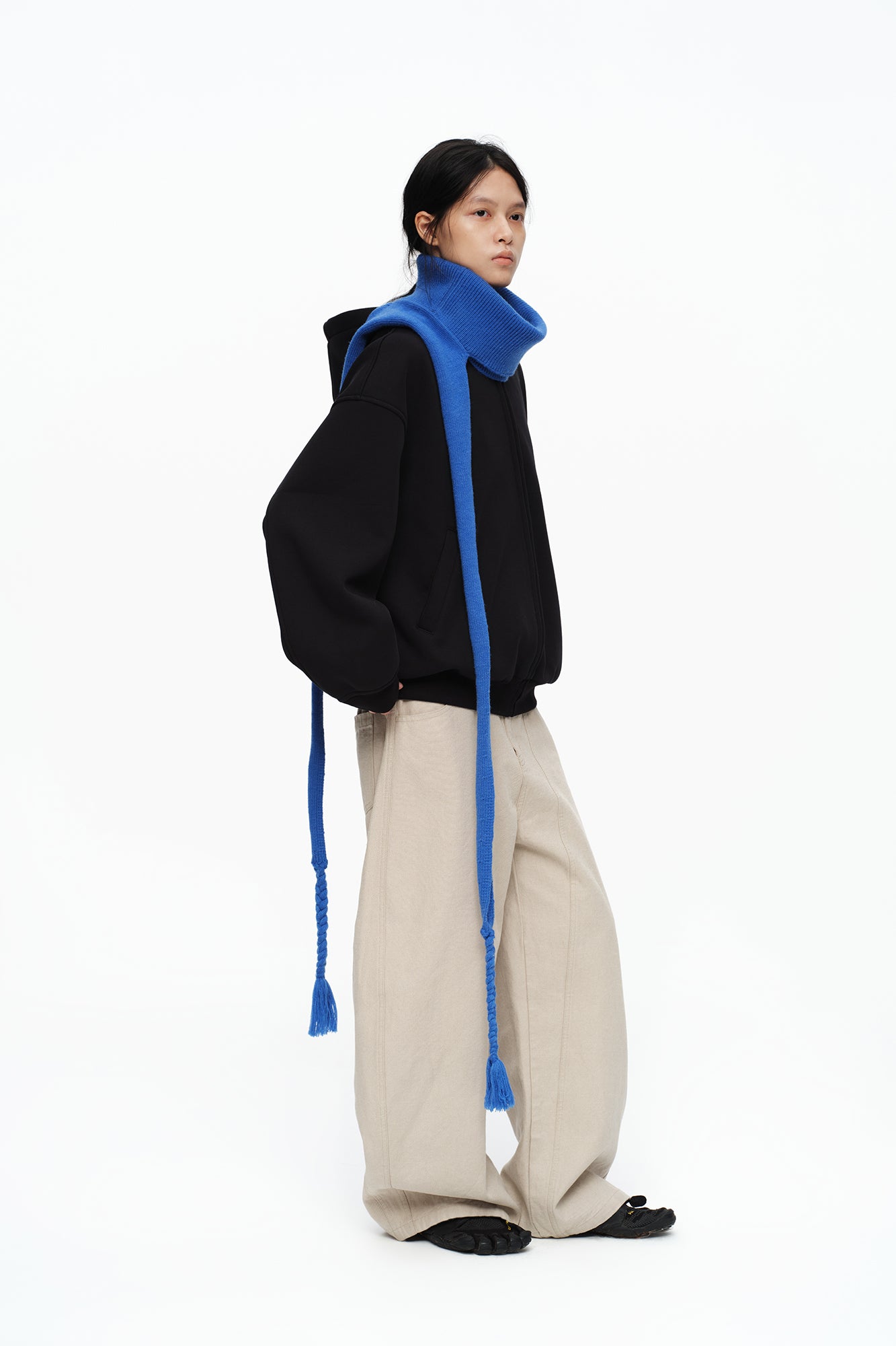 OINIMI Braided Tassel Ribbed Scarf