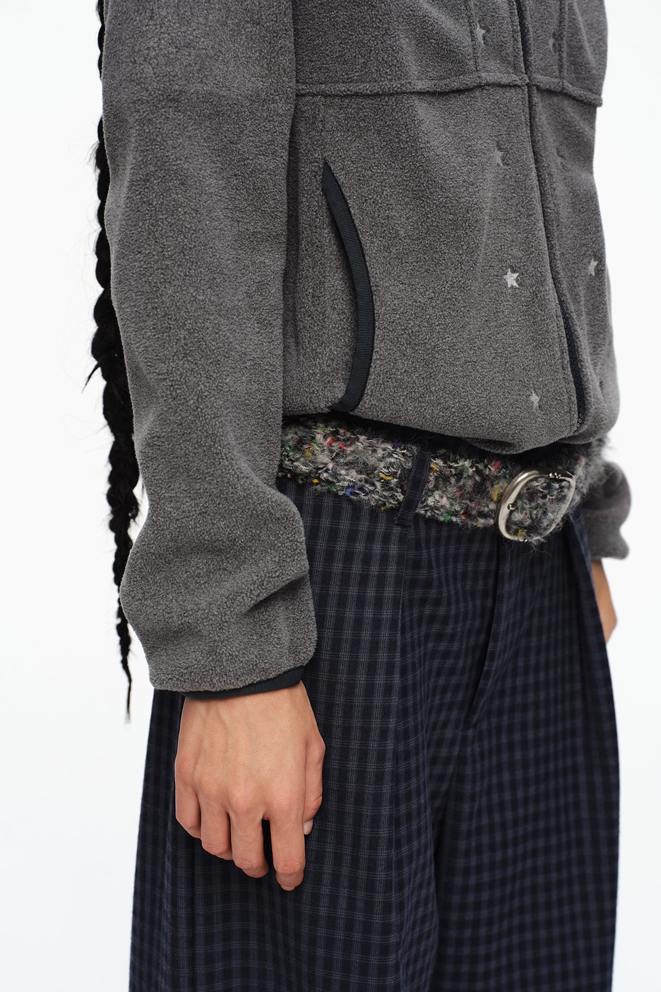 OINIMI Star Embroidered Zip-Up Fleece Hoodie