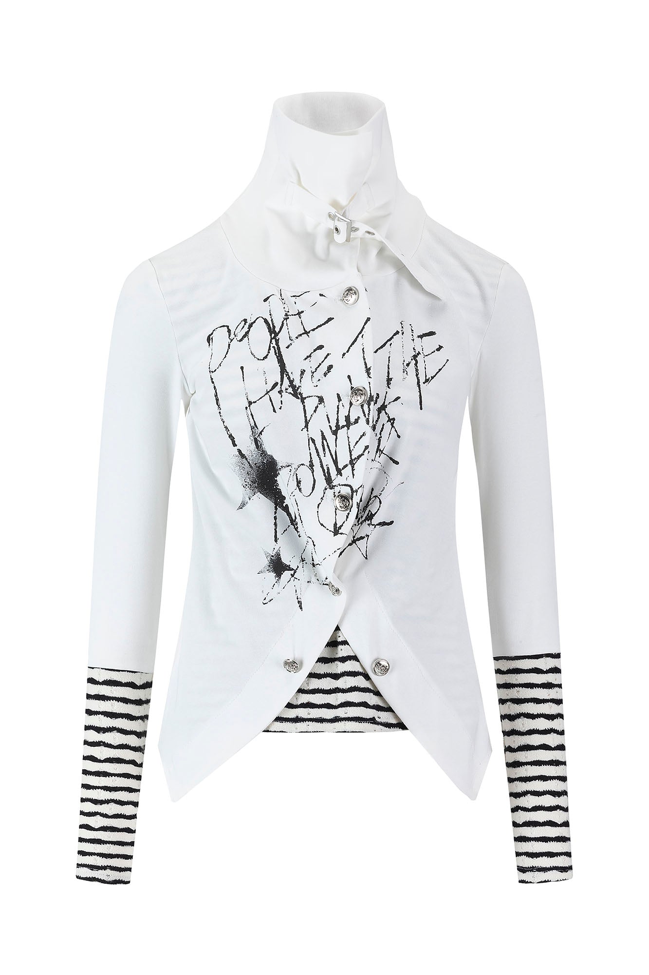 CESTNOUS Faux Layered Distressed Striped Top