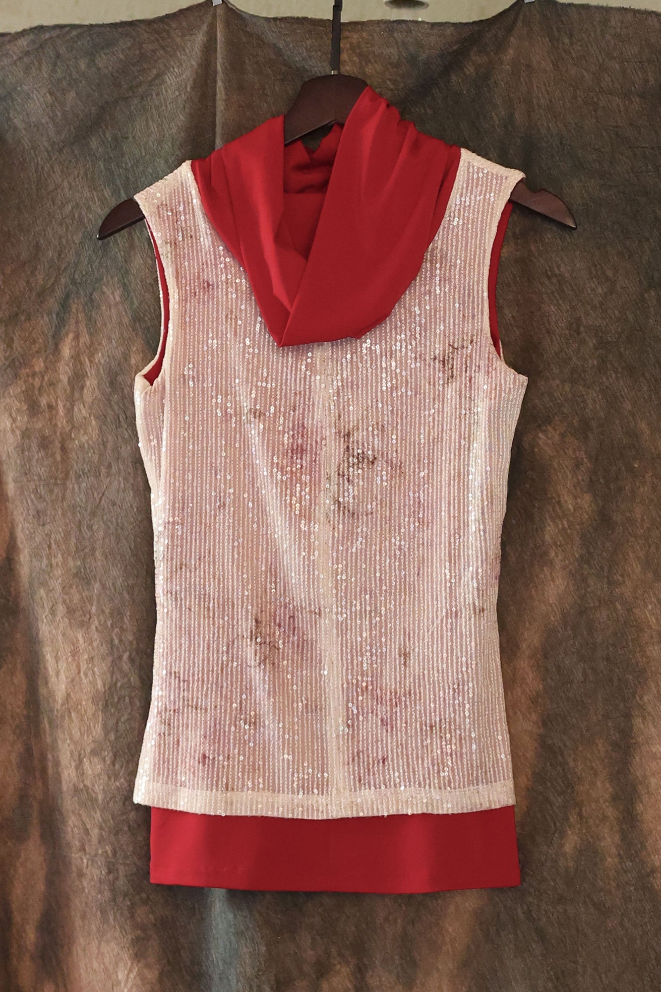 WUHEYIZUO Sequin Contrast Drape-Neck Tank Top