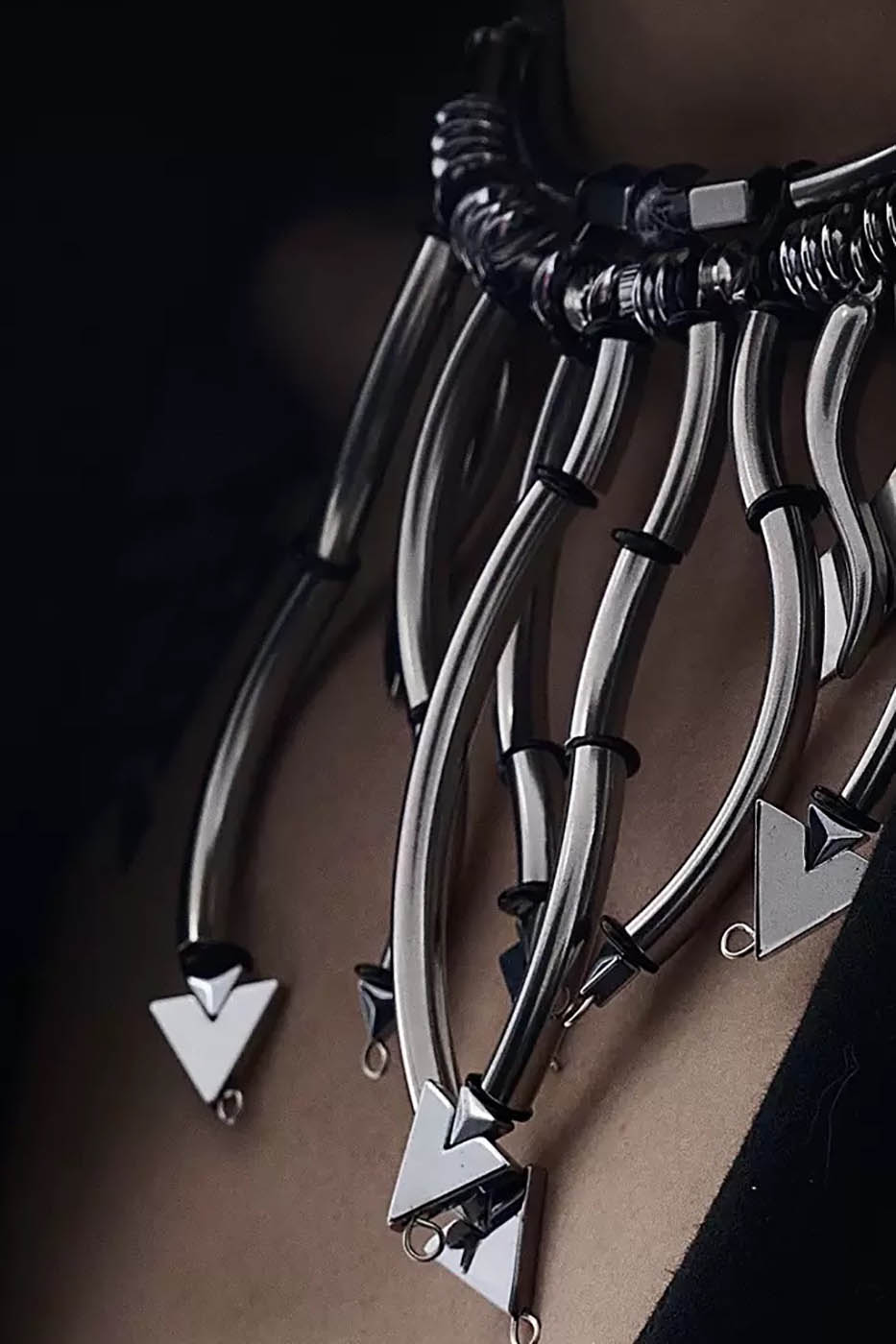 ILLUSORY Mechanical Multi-Arrow Necklace, premium urban and streetwear designers apparel on PROJECTISR.com, ILLUSORY