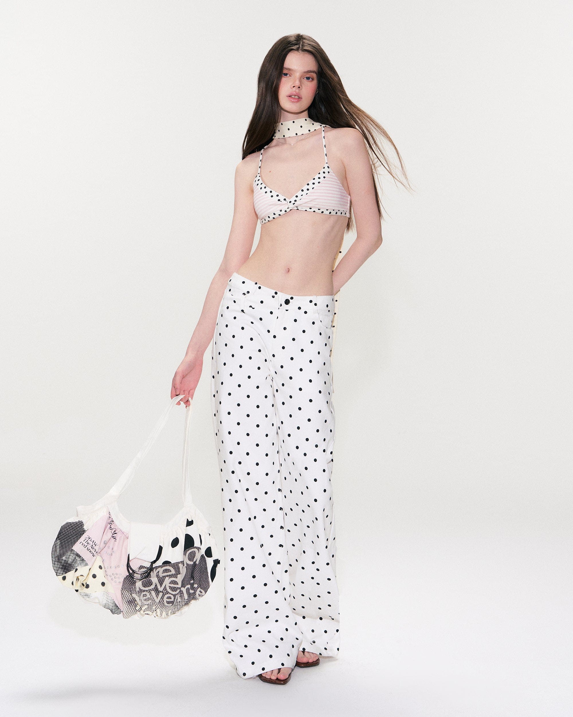 THE NEVERMORE Retro Polka-Dot Straight-Leg Jeans