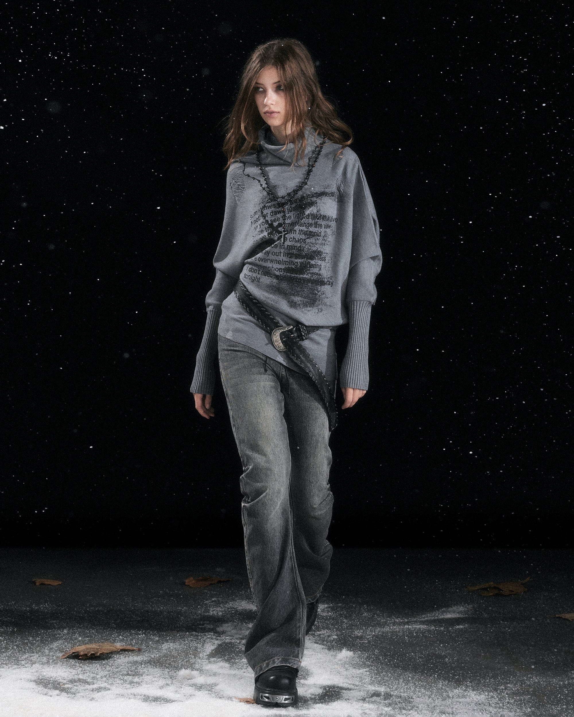 CESTNOUS Asymmetric Batwing Turtleneck Sweater