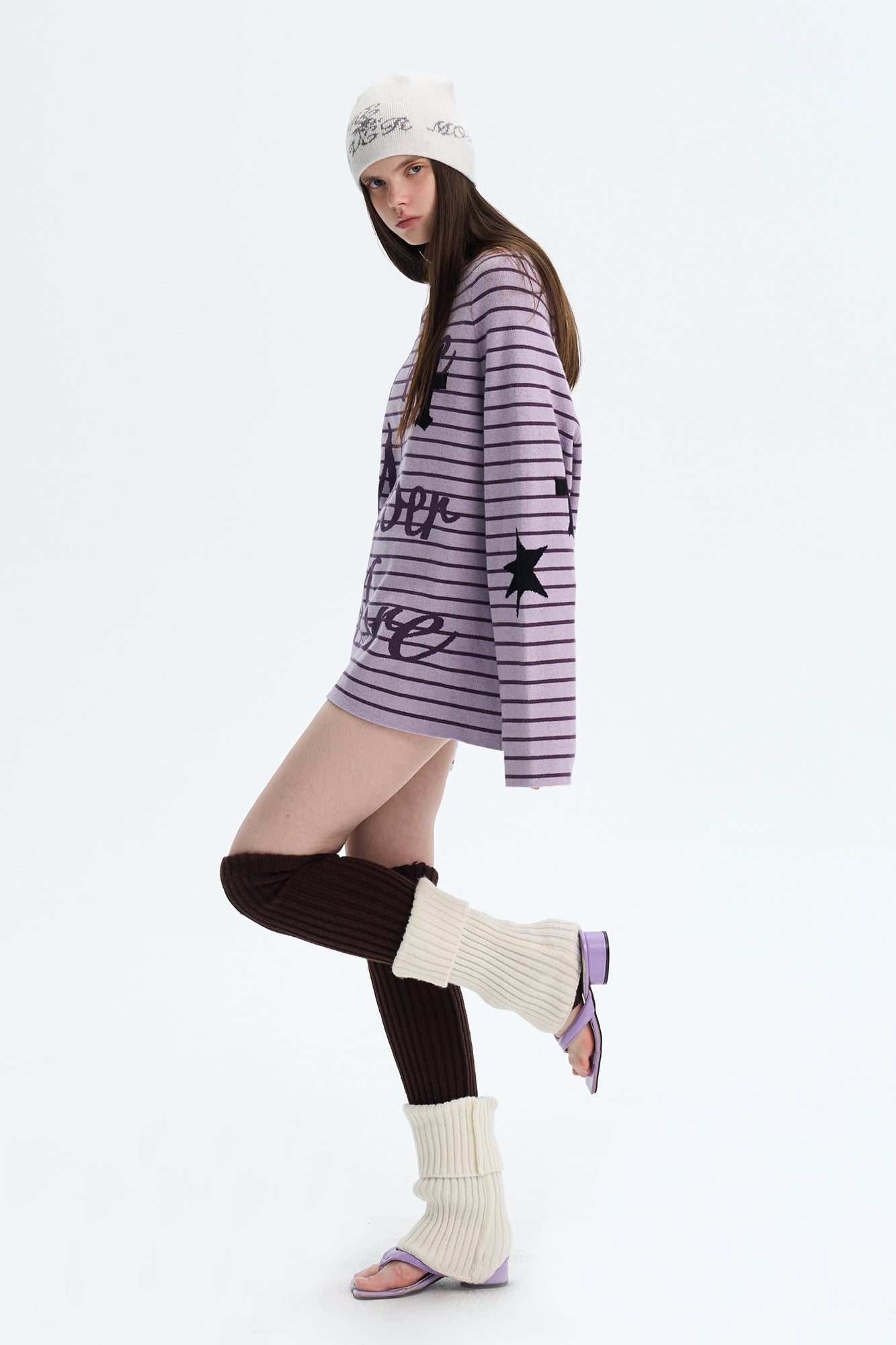 THE NEVERMORE Reversible Striped Cross-Star Knit Pullover