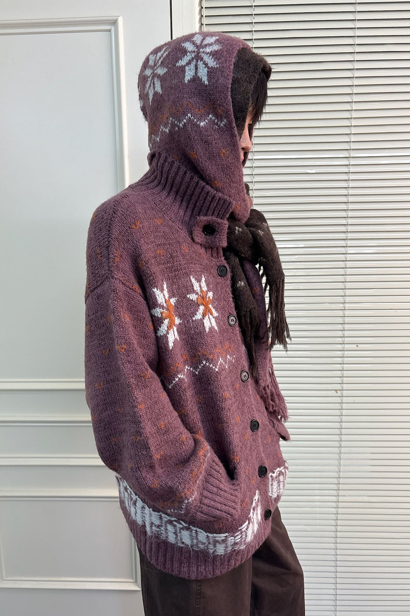 NEVERSEEZ Floral Jacquard Merino Wool-Blend Cardigan