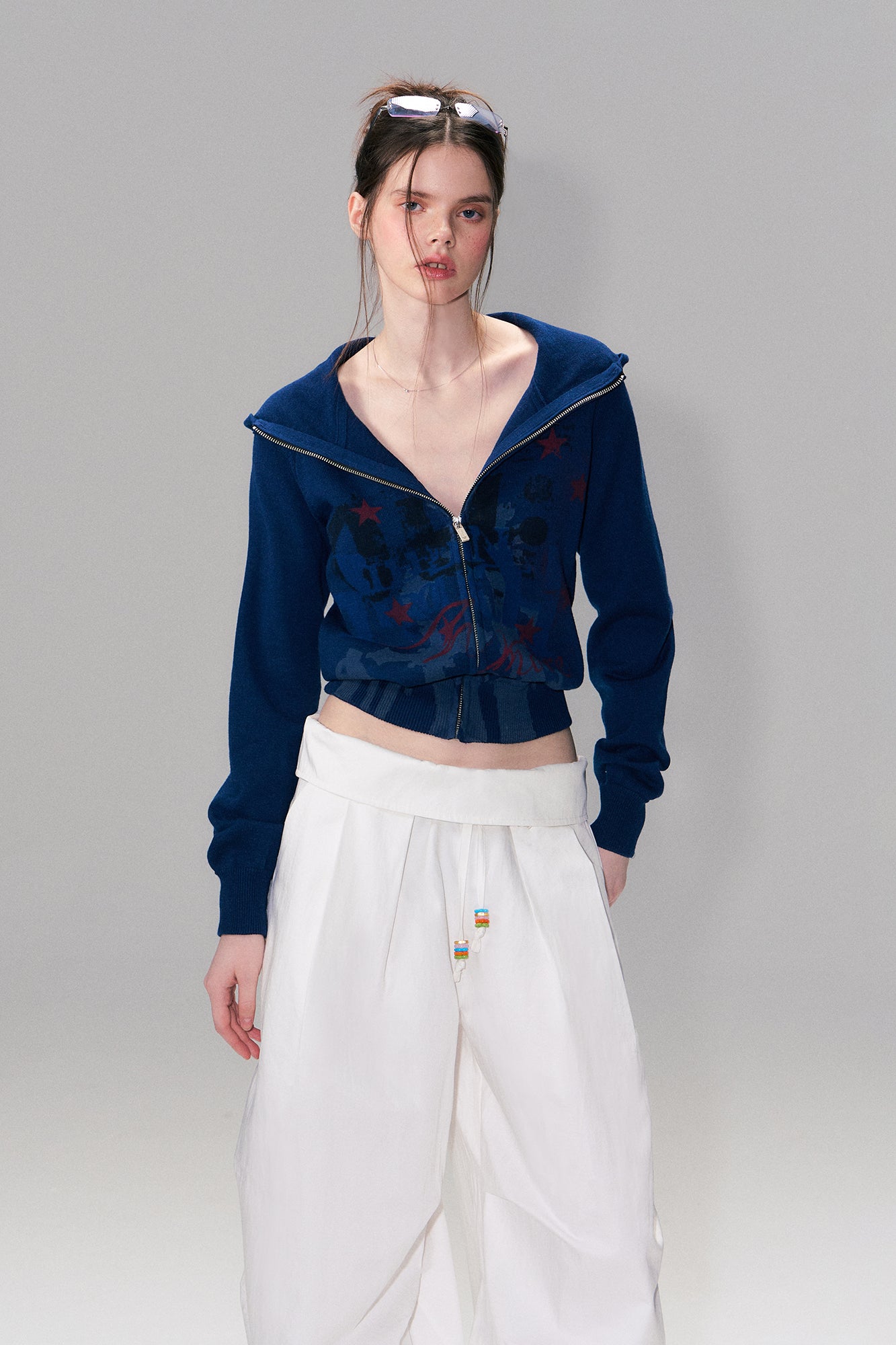 THE NEVERMORE Graphic Knit Zip-Up Hoodie