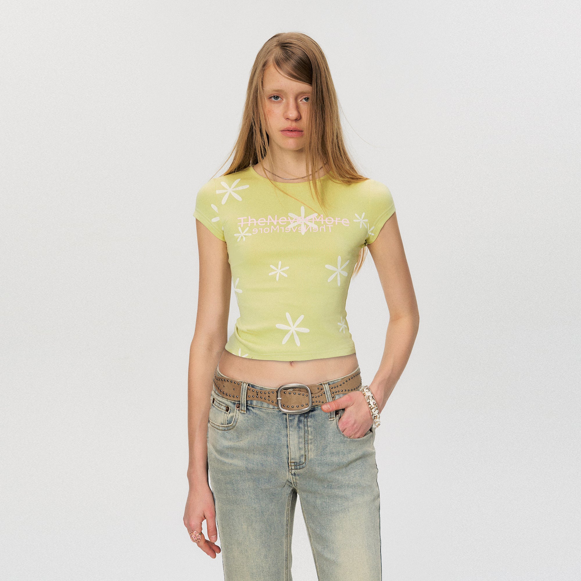 THE NEVERMORE Floral Logo Graphic Baby Tee