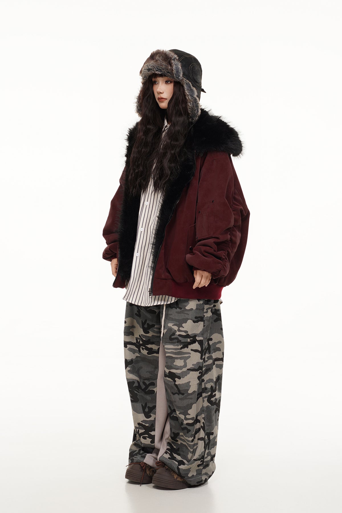 FREE CENTER Reversible Hooded Puffer Jacket