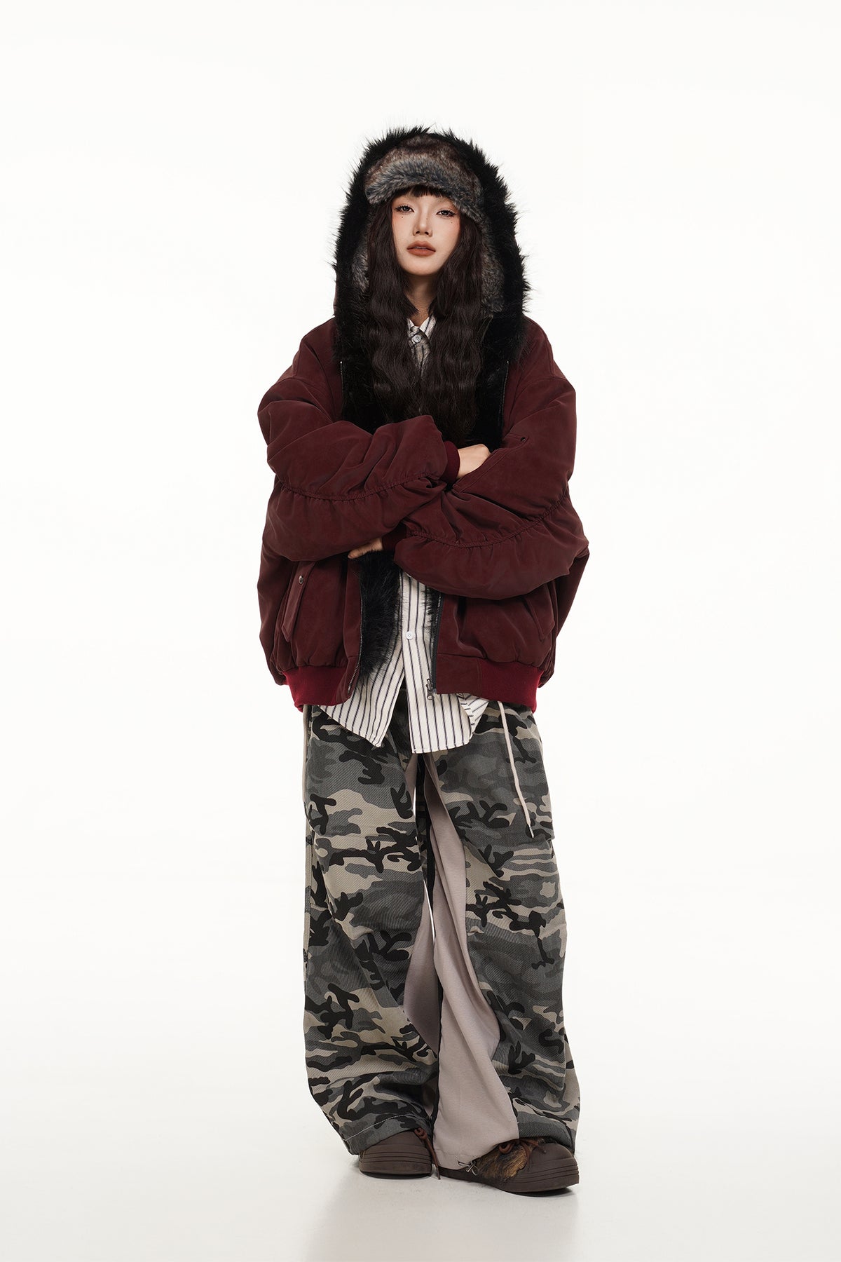 FREE CENTER Reversible Hooded Puffer Jacket